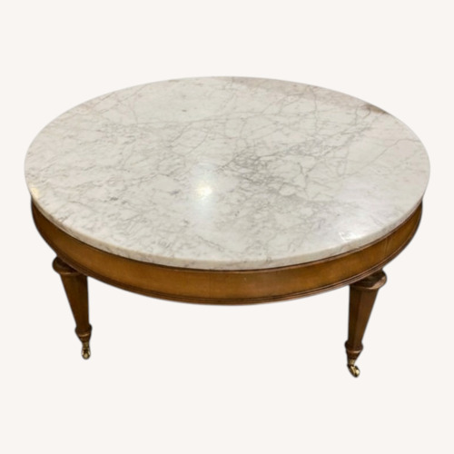 Used Round French Louis XVI Marble Top Coffee Table for sale on AptDeco