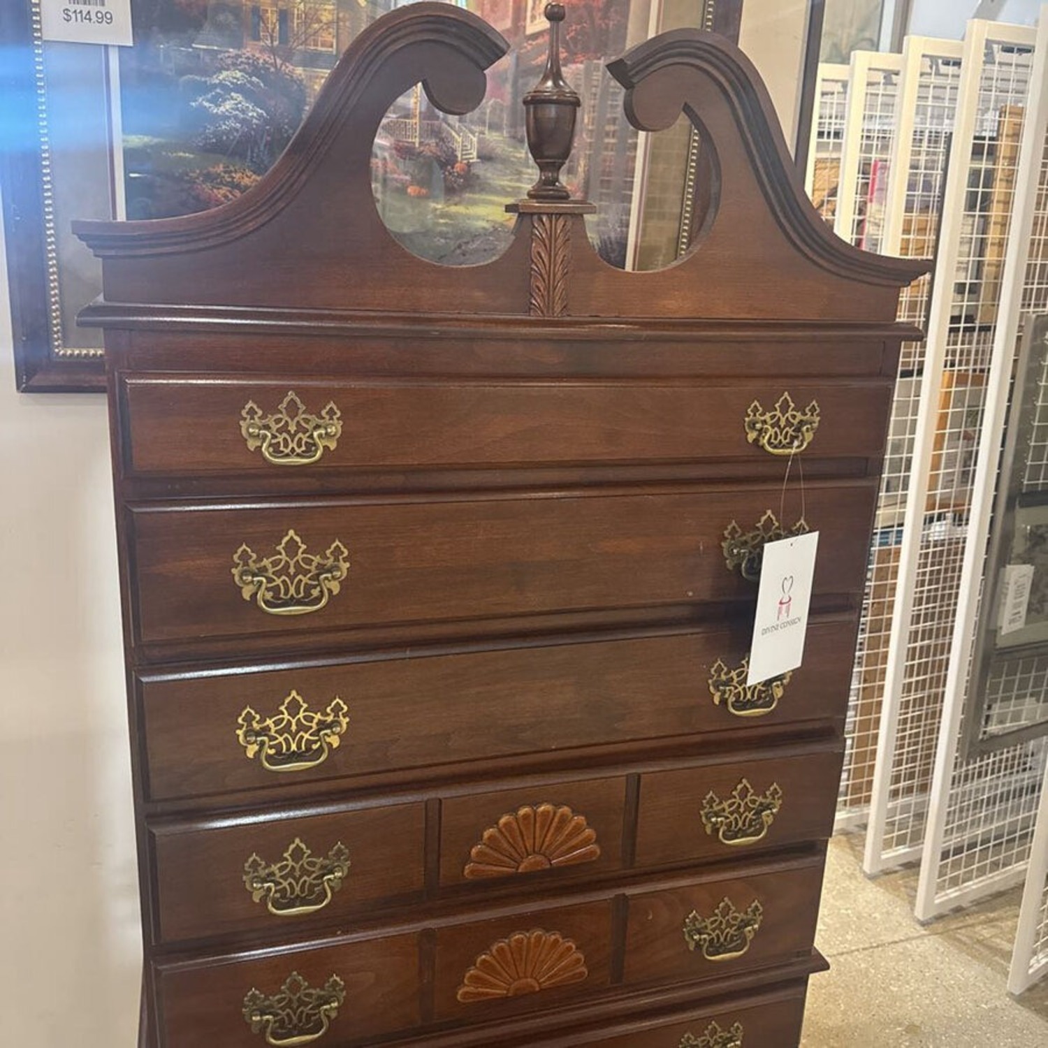 Mahogany Queen Anne Style Highboy 7-Drawer Dresser - image-4