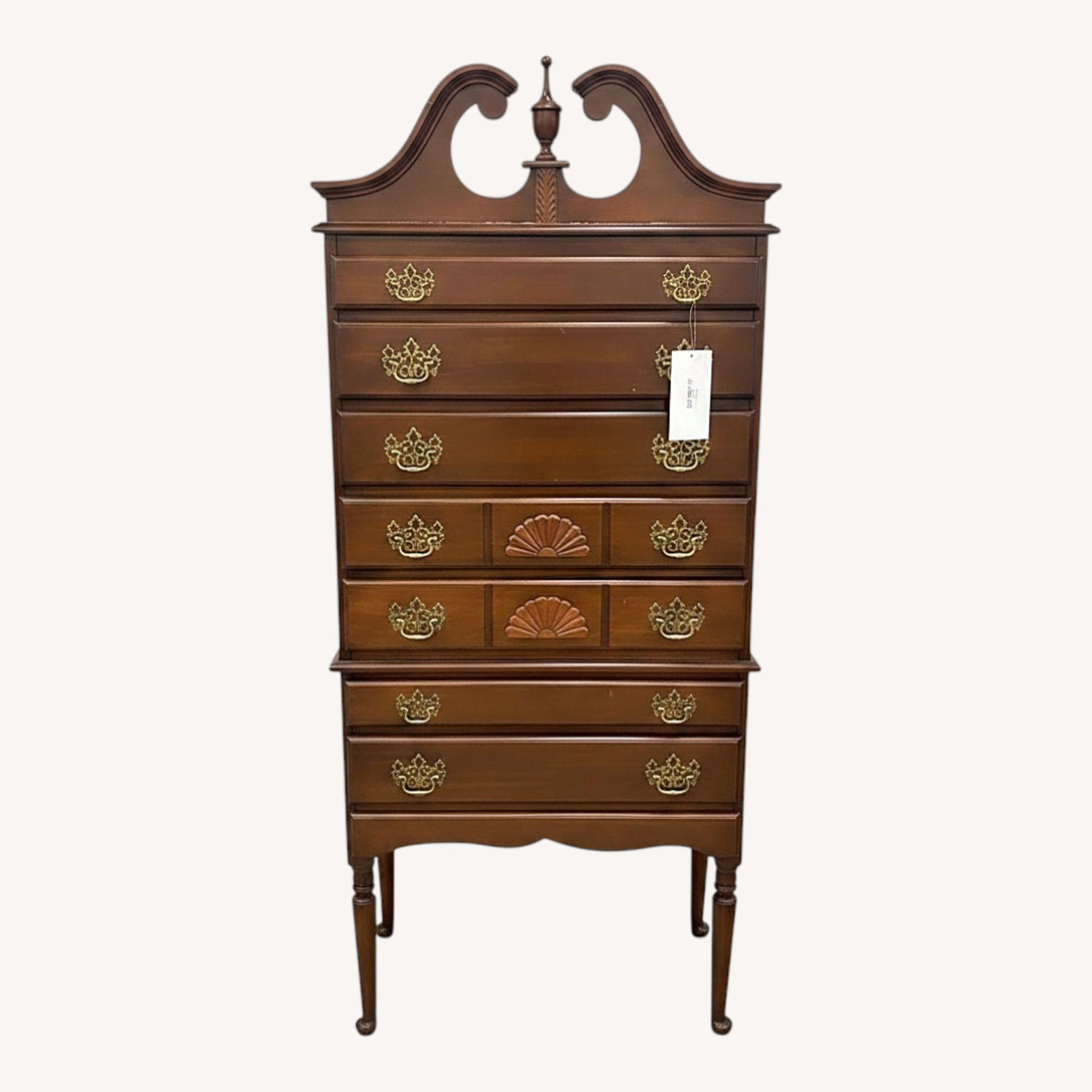 Mahogany Queen Anne Style Highboy 7-Drawer Dresser - image-0
