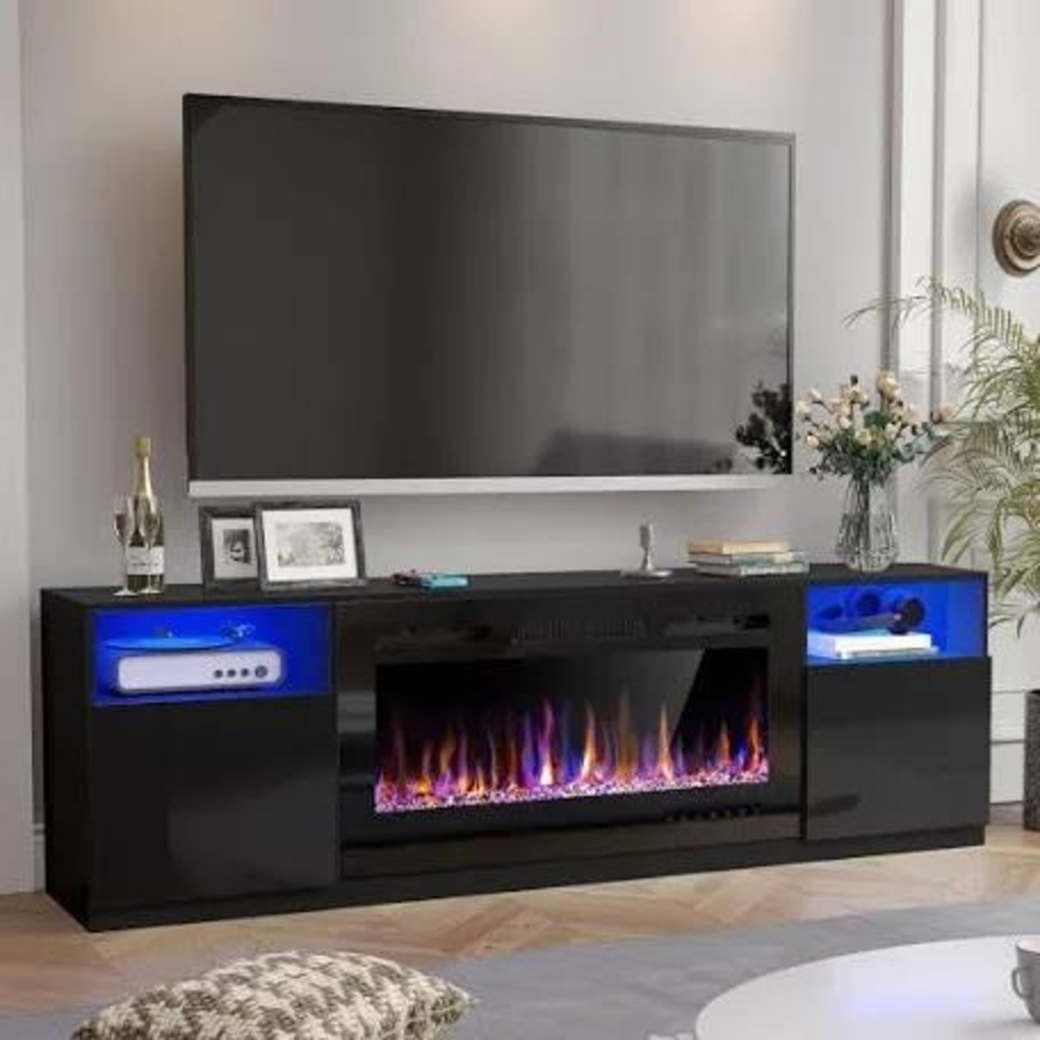 TV Stand With Electric Fireplace & Heater  - image-1