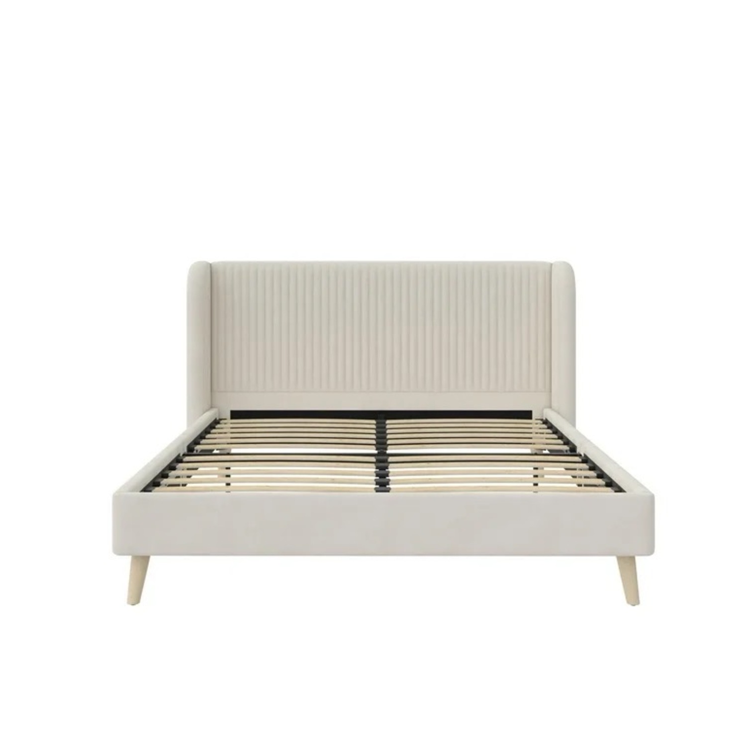 9 by Novogratz Natural Velvet Queen Bed - image-2
