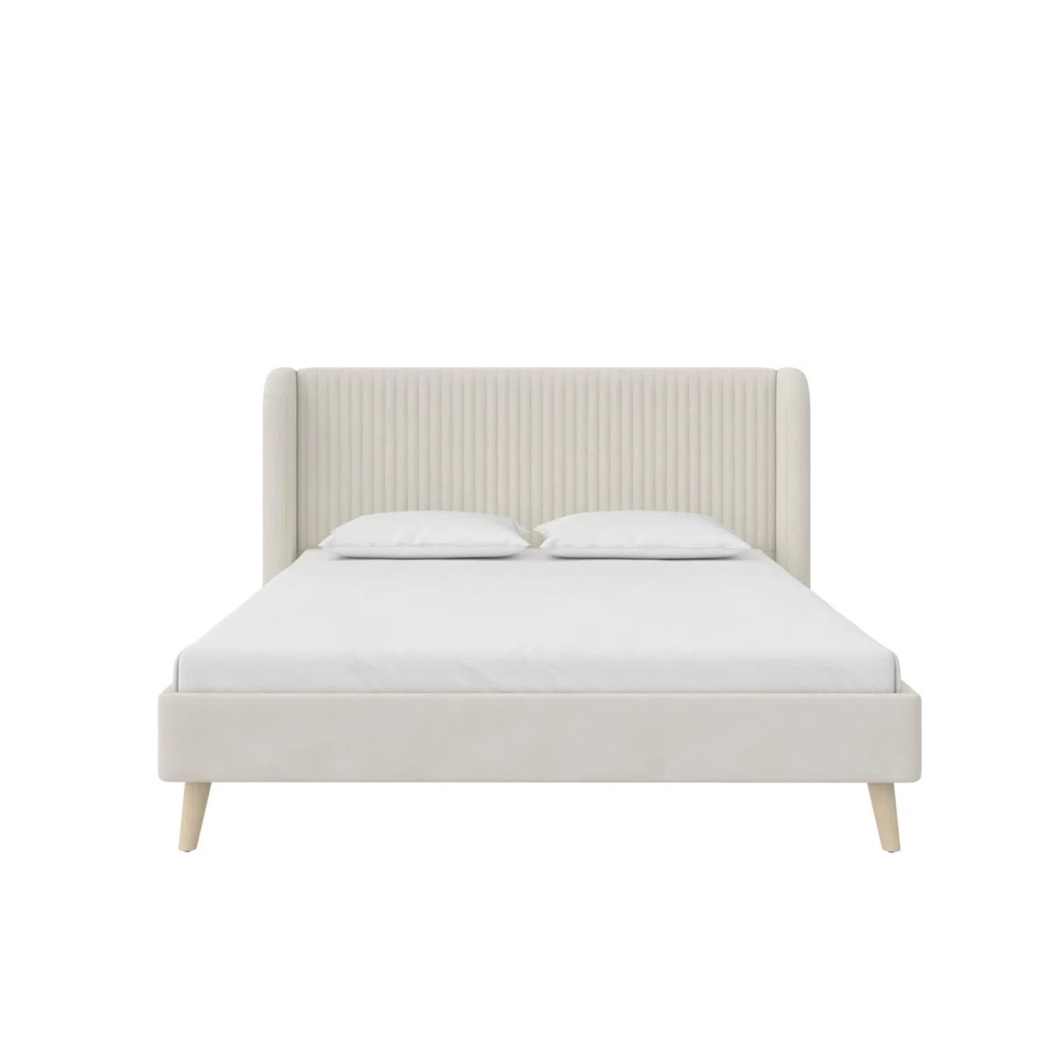 9 by Novogratz Natural Velvet Queen Bed - image-4