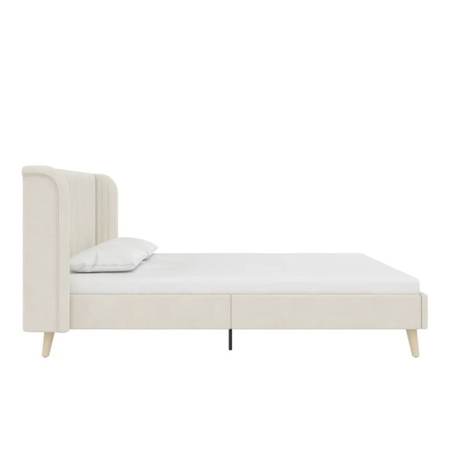 9 by Novogratz Natural Velvet Queen Bed - image-1