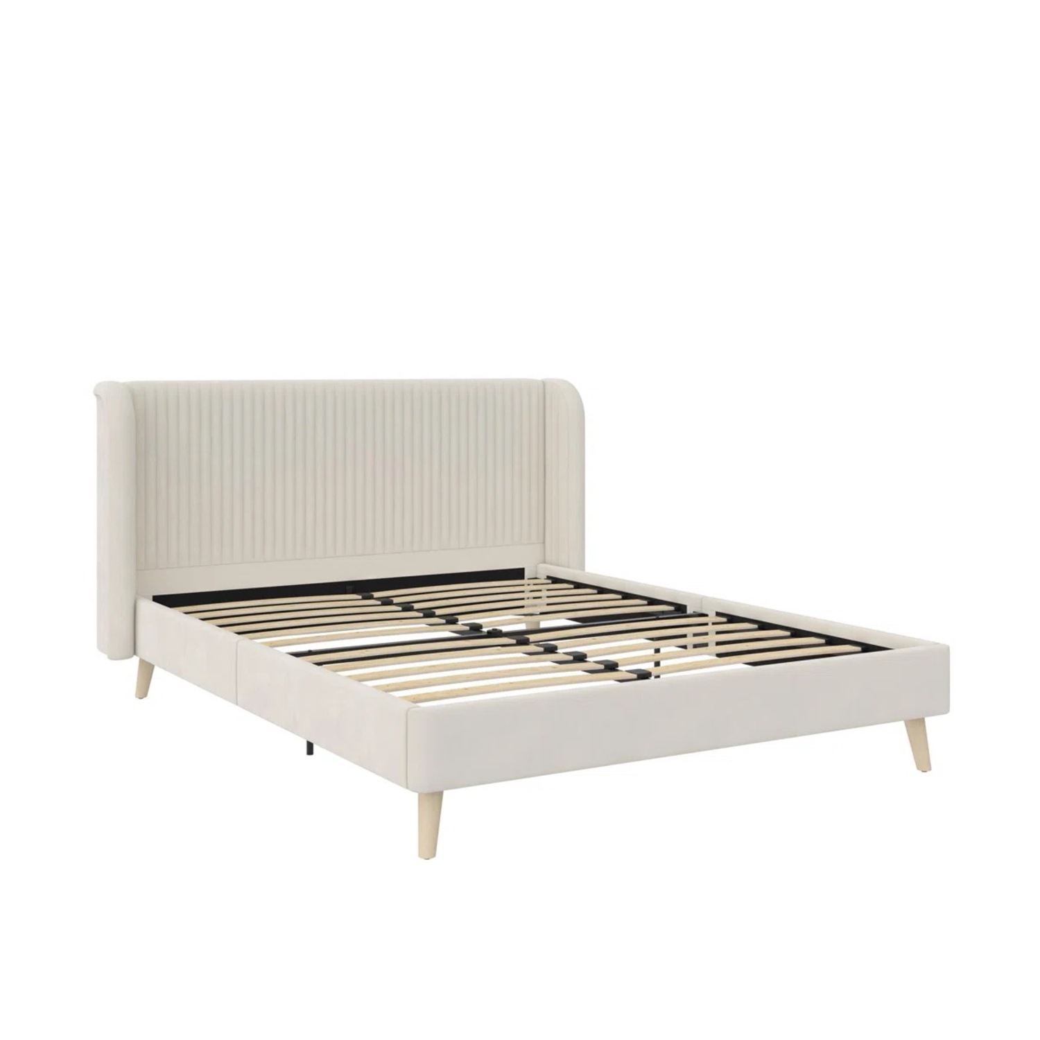 9 by Novogratz Natural Velvet Queen Bed - image-3