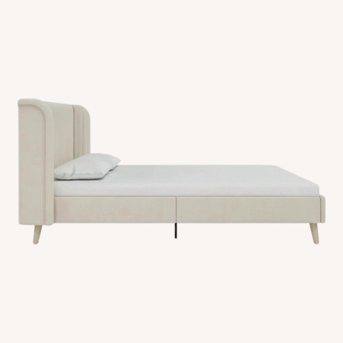 Used 9 by Novogratz Natural Velvet Queen Bed for sale on AptDeco