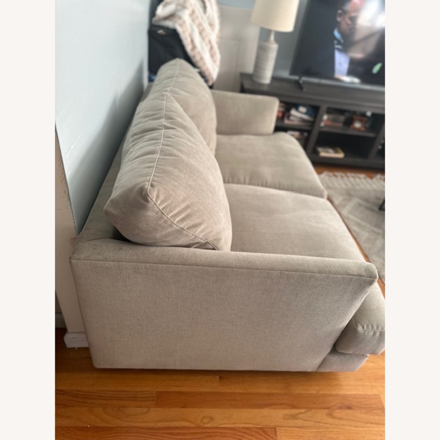 West Elm Haven Taupe Suede 2 Seater Sofa - image-3