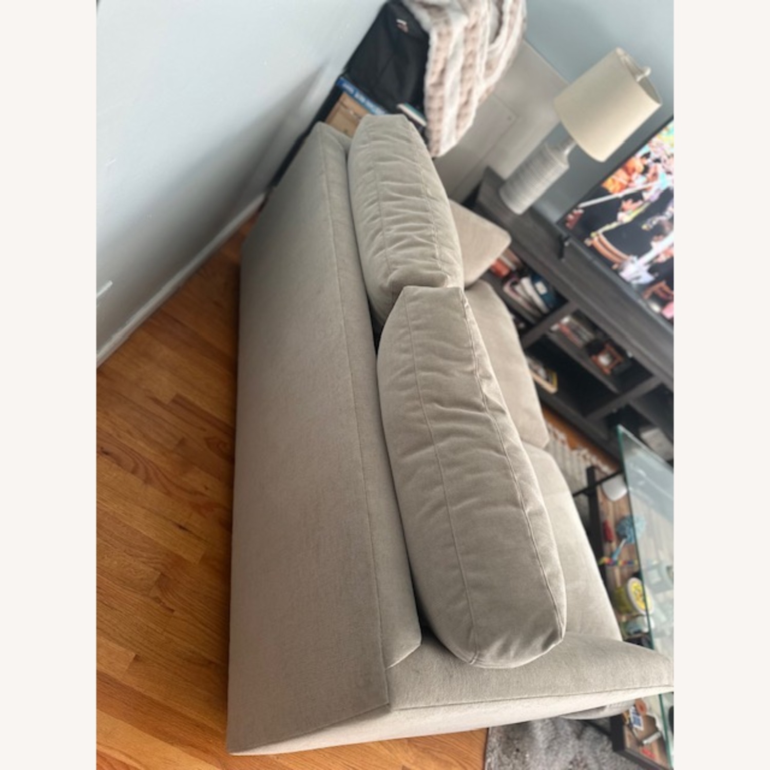 West Elm Haven Taupe Suede 2 Seater Sofa - image-2