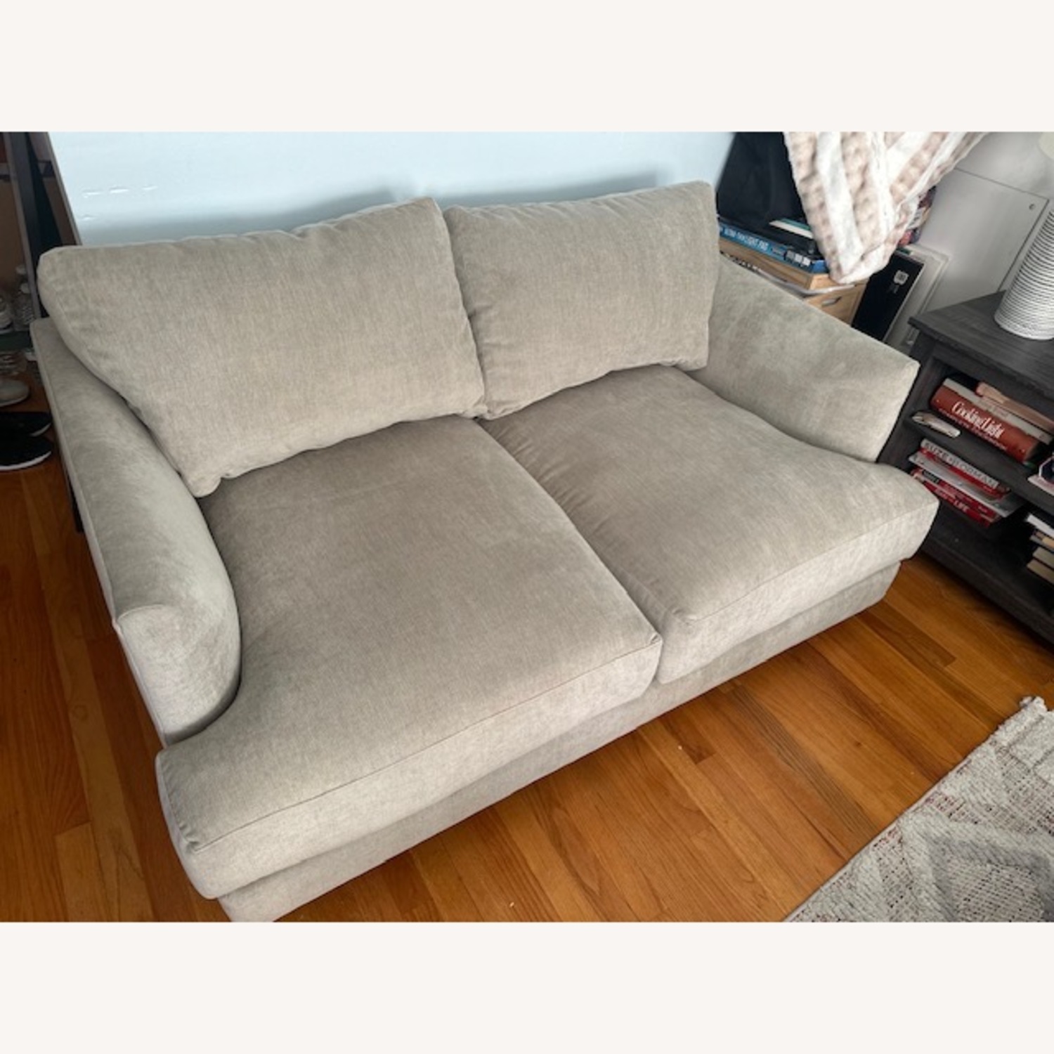 West Elm Haven Taupe Suede 2 Seater Sofa - image-1