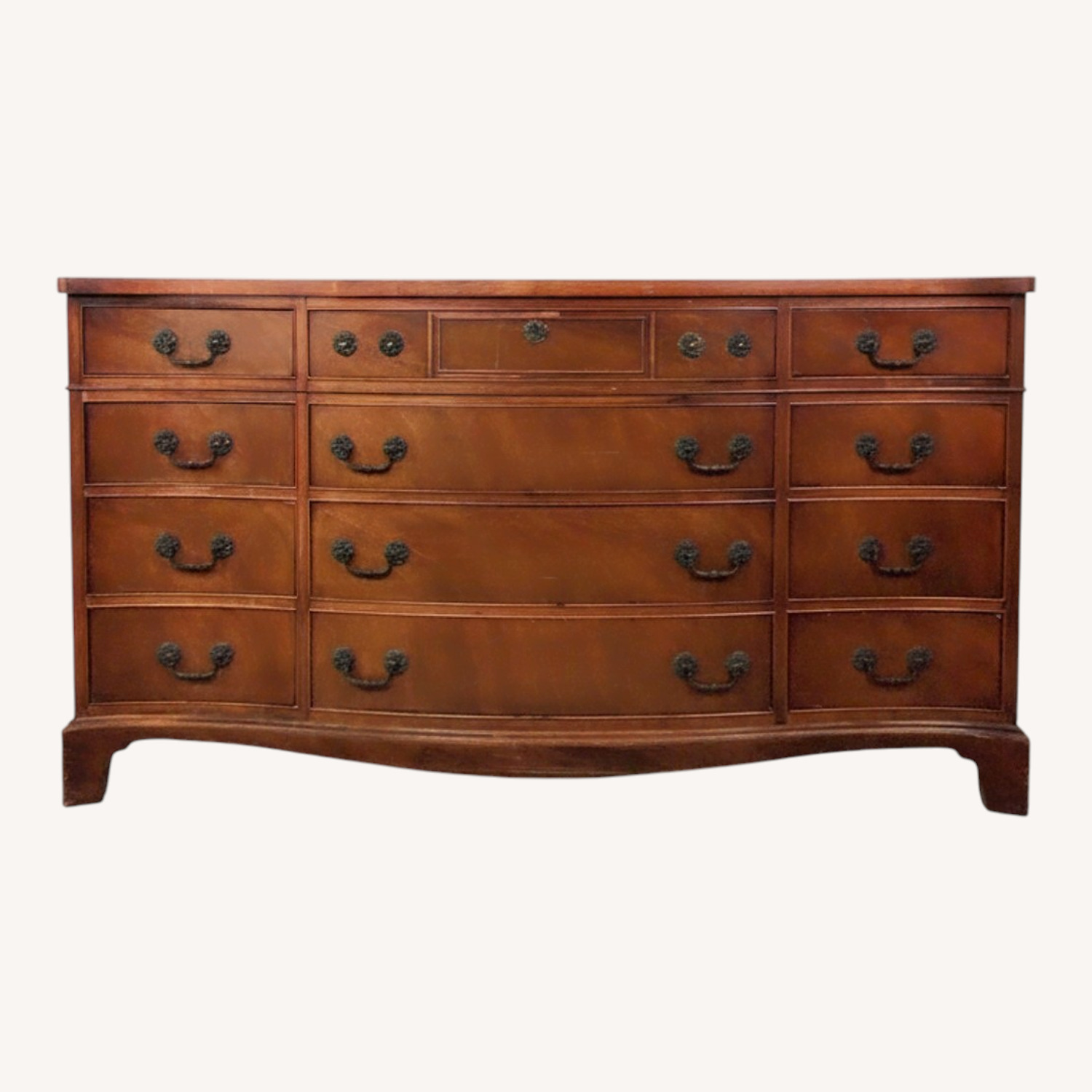 Mid Century Georgian Style Lowboy with Bowfront - image-0