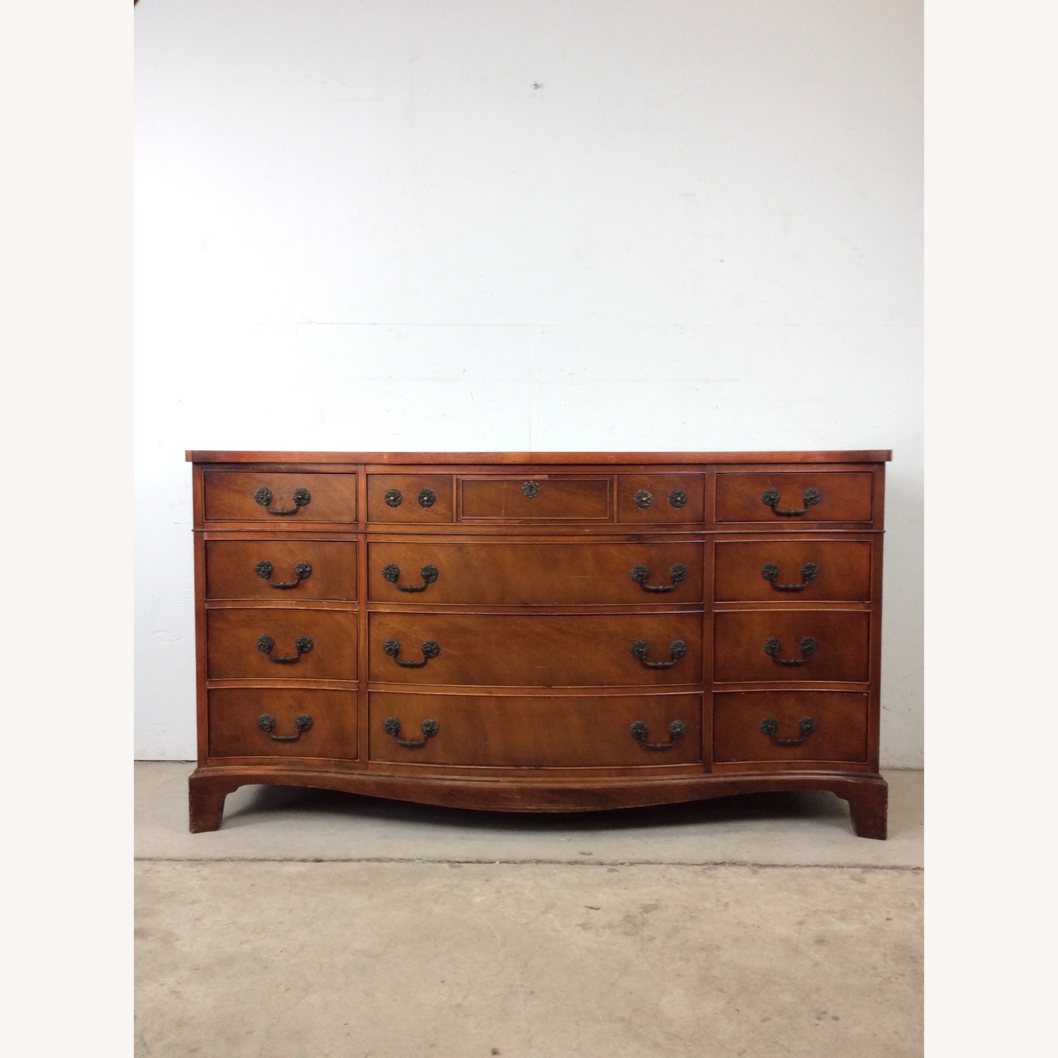 Mid Century Georgian Style Lowboy with Bowfront - image-1