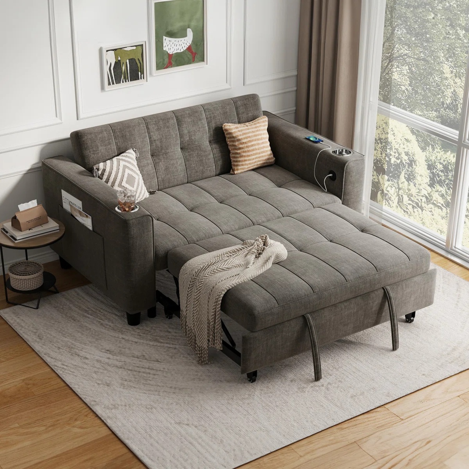 Wayfair Ebern Designs Light Gray Fabric Loveseat - image-10