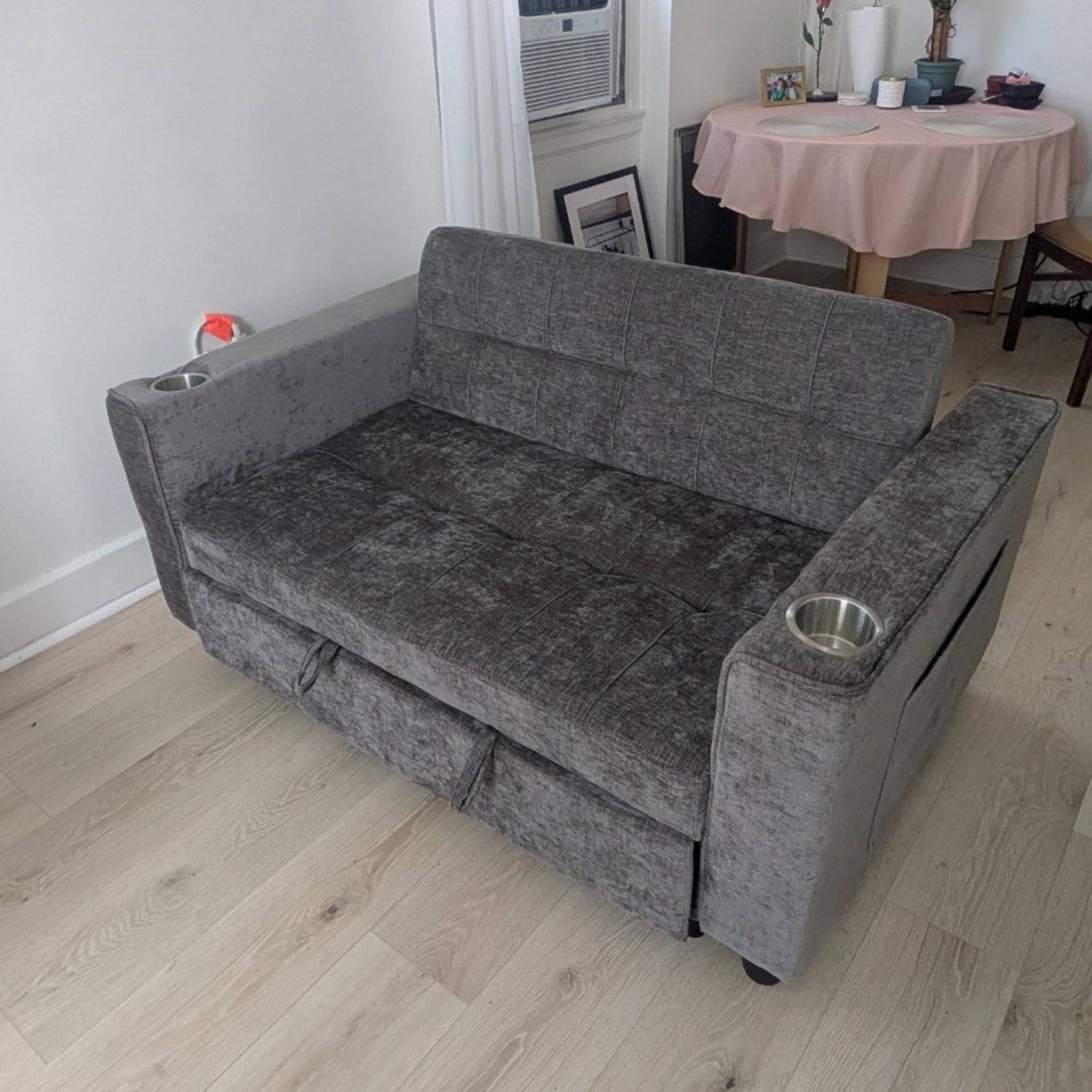 Wayfair Ebern Designs Light Gray Fabric Loveseat - image-3