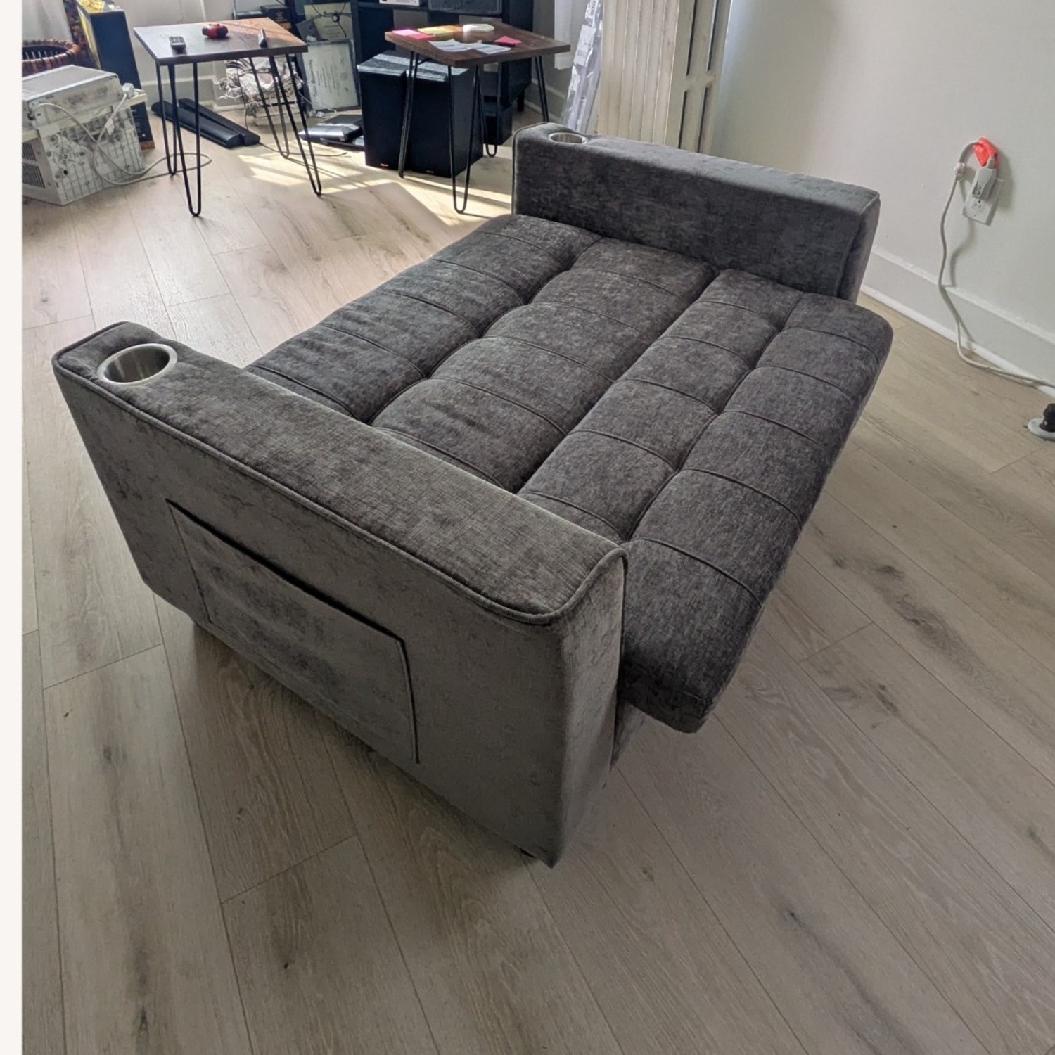 Wayfair Ebern Designs Light Gray Fabric Loveseat - image-4