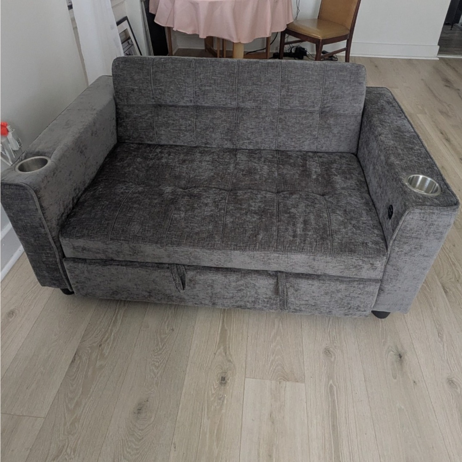 Wayfair Ebern Designs Light Gray Fabric Loveseat - image-7
