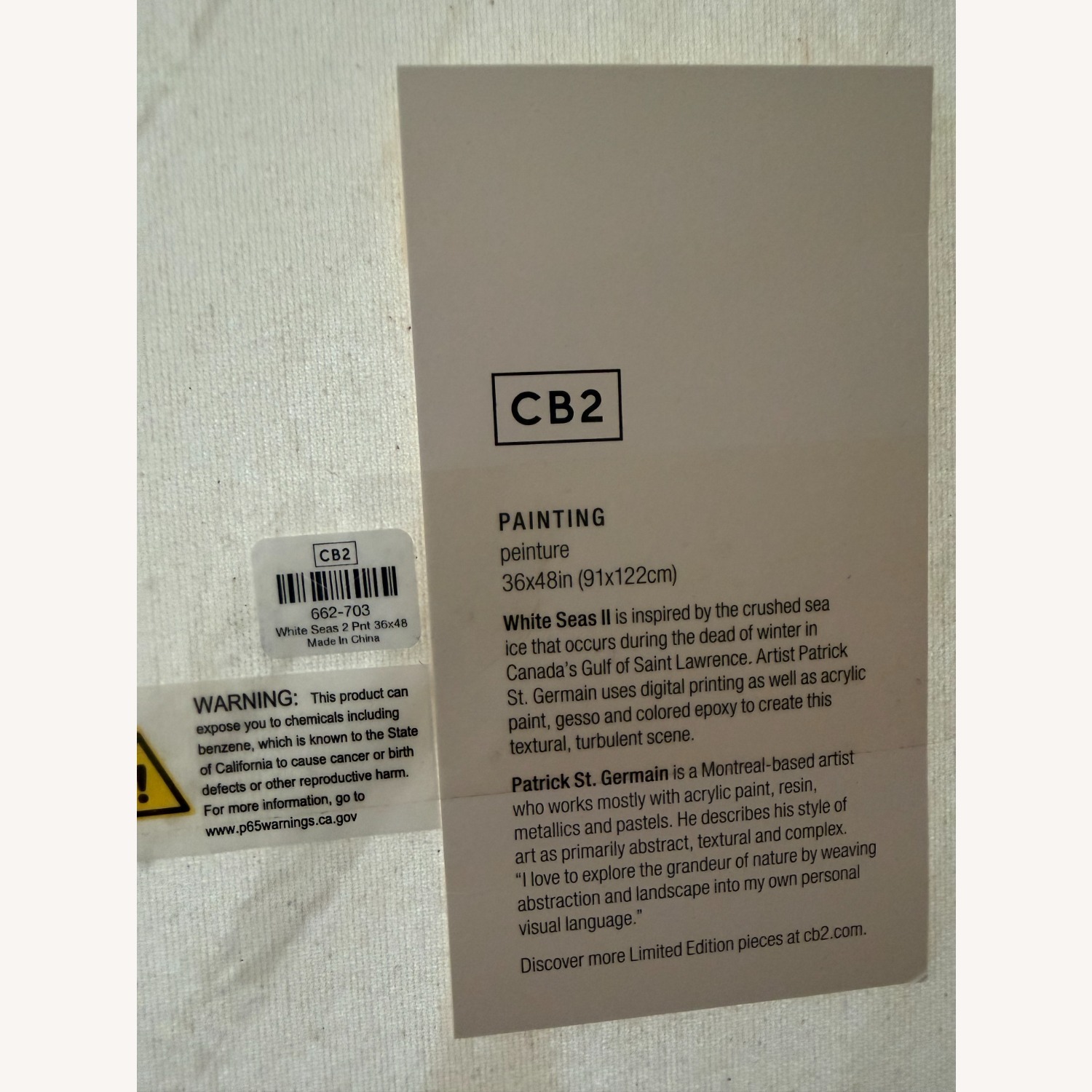 CB2 White Seas II Abstract Painting - image-6