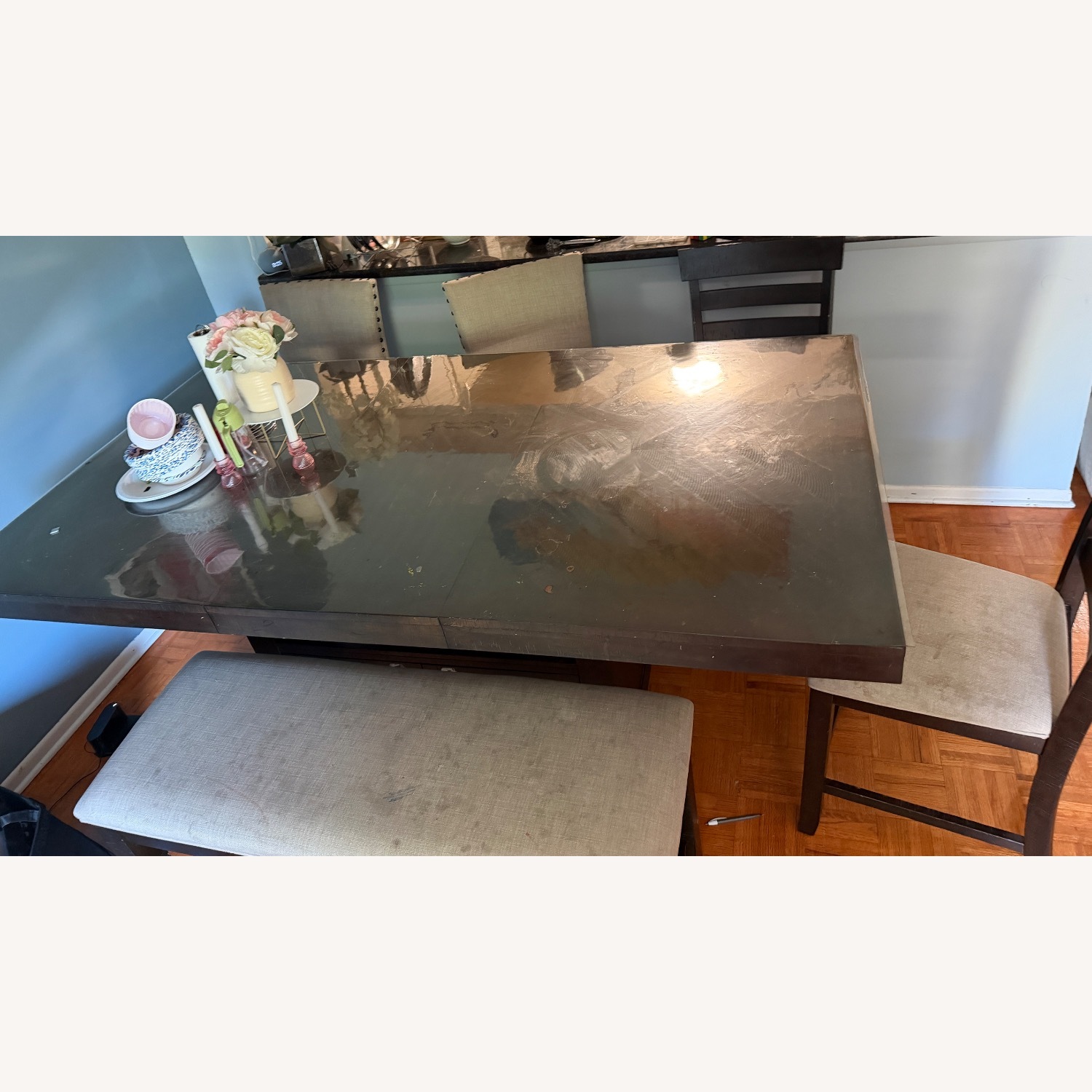 Bob's Discount Furniture Dark Brown Dining Table - image-4