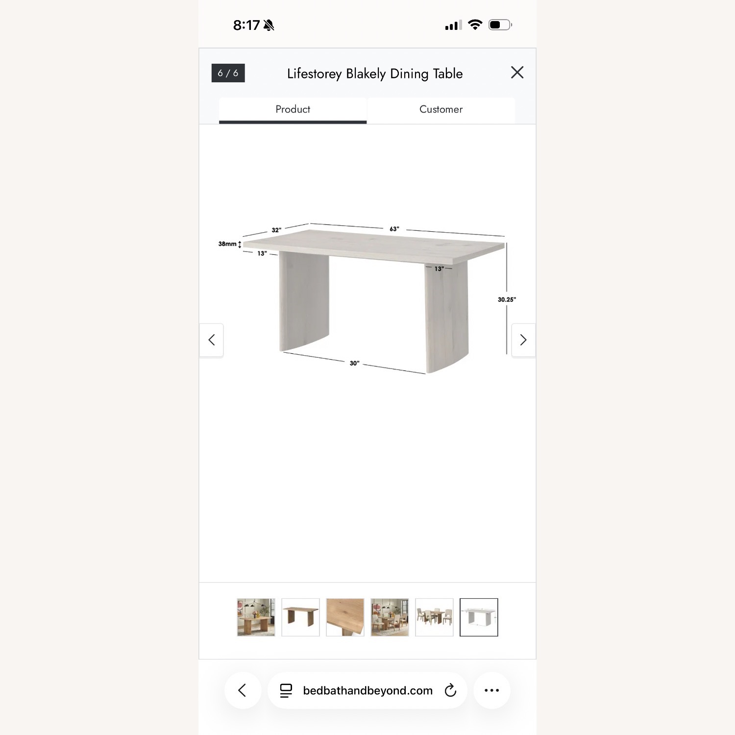 Bed Bath & Beyond Wood Veneer Dining Table - image-2