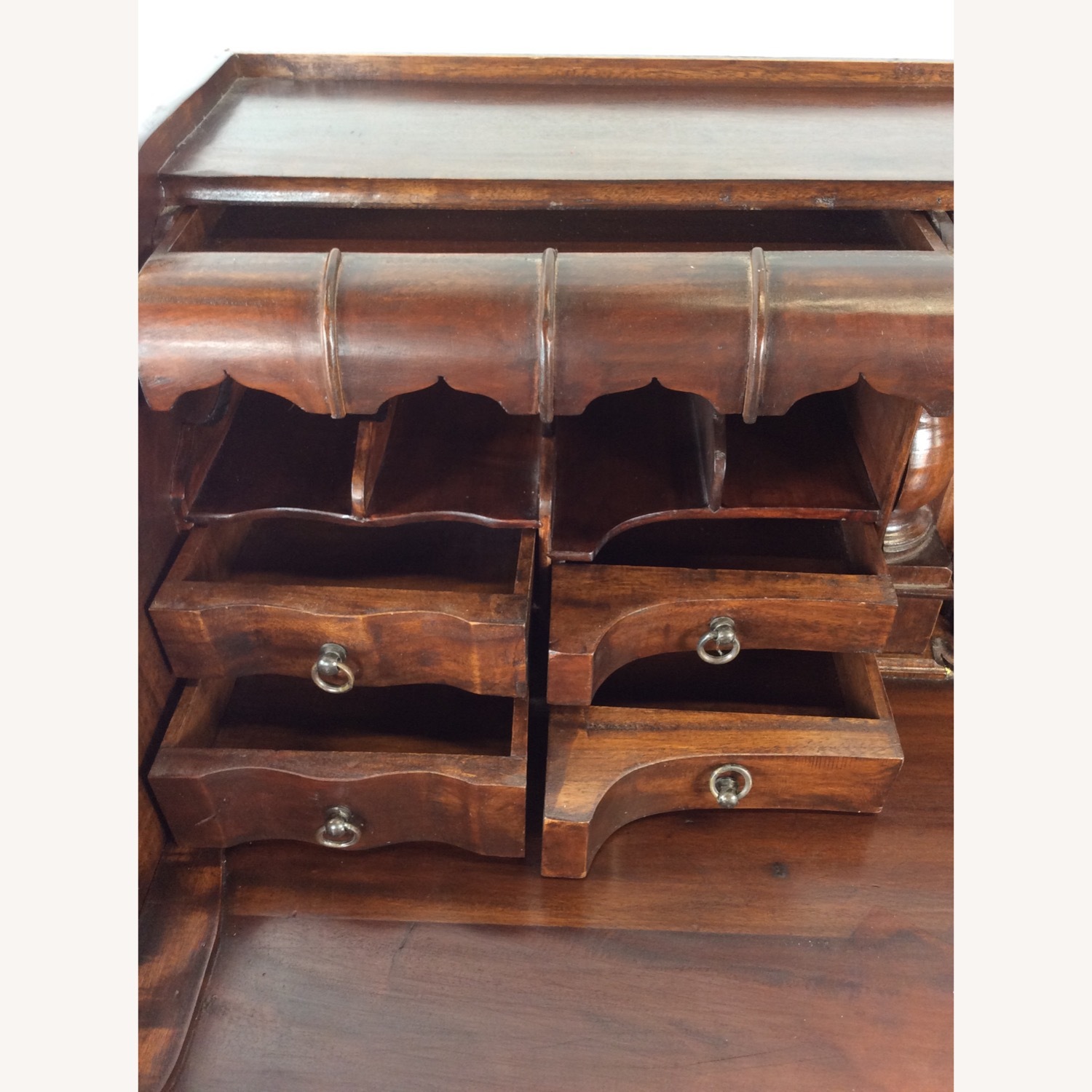 Vintage Walnut Chippendale Style Writing Desk - image-12