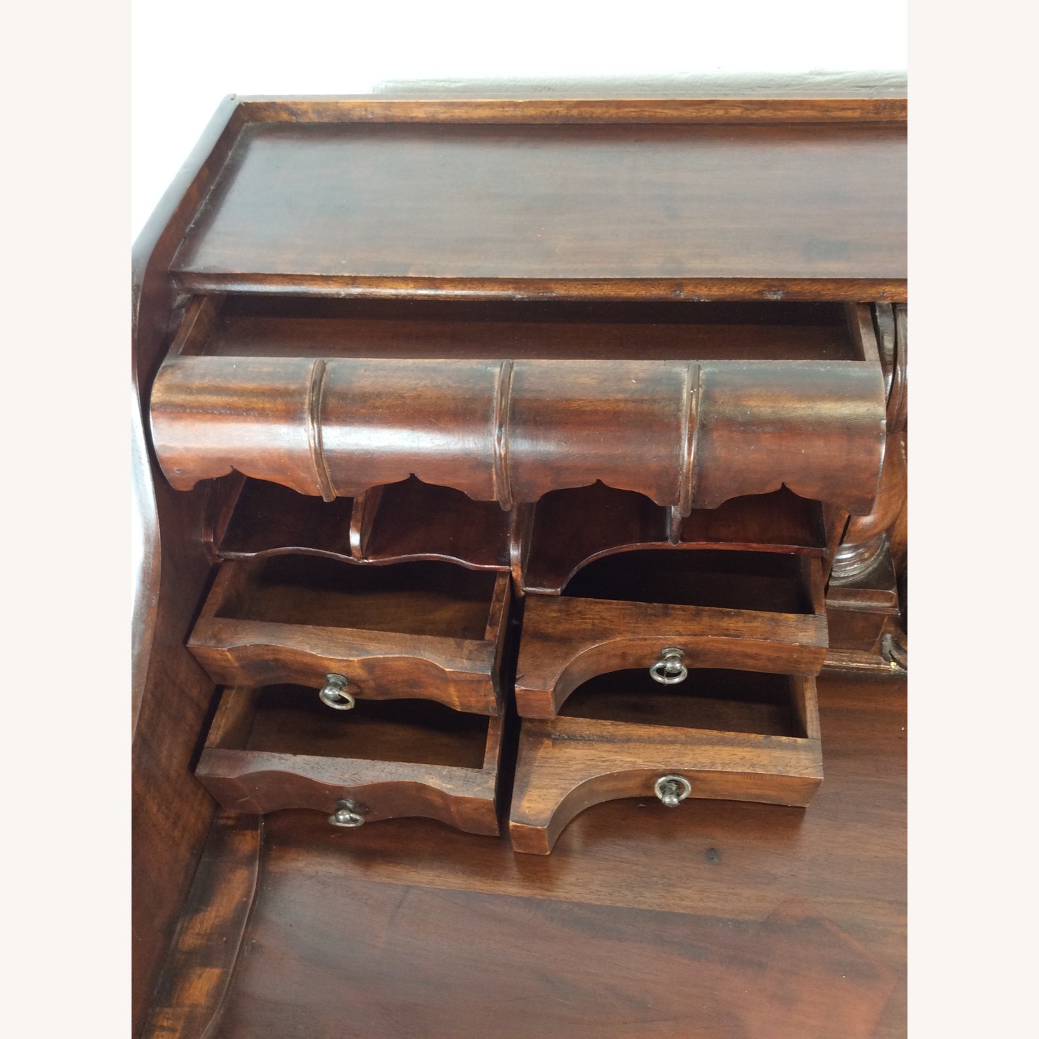 Vintage Walnut Chippendale Style Writing Desk - image-11