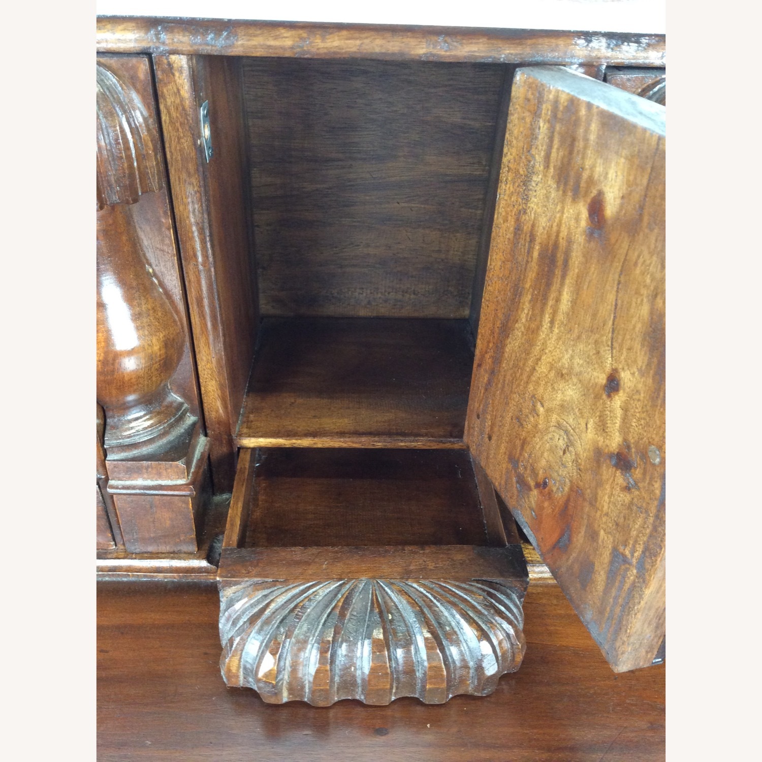 Vintage Walnut Chippendale Style Writing Desk - image-9