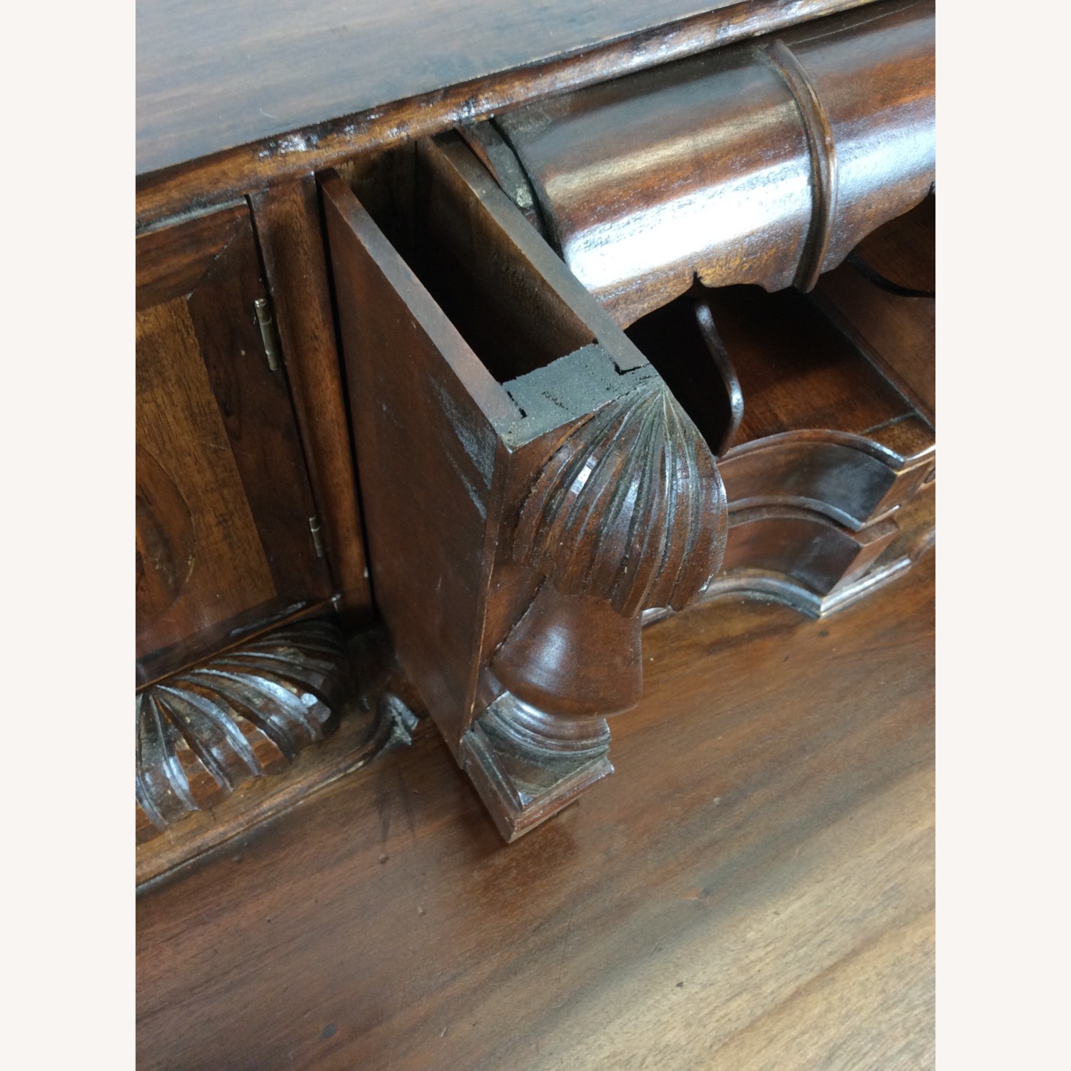Vintage Walnut Chippendale Style Writing Desk - image-7