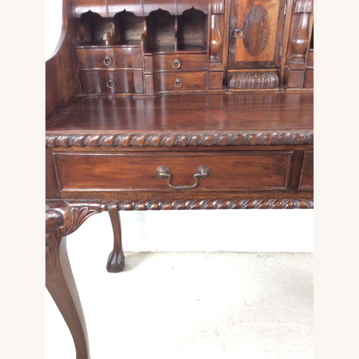 Vintage Walnut Chippendale Style Writing Desk - image-14