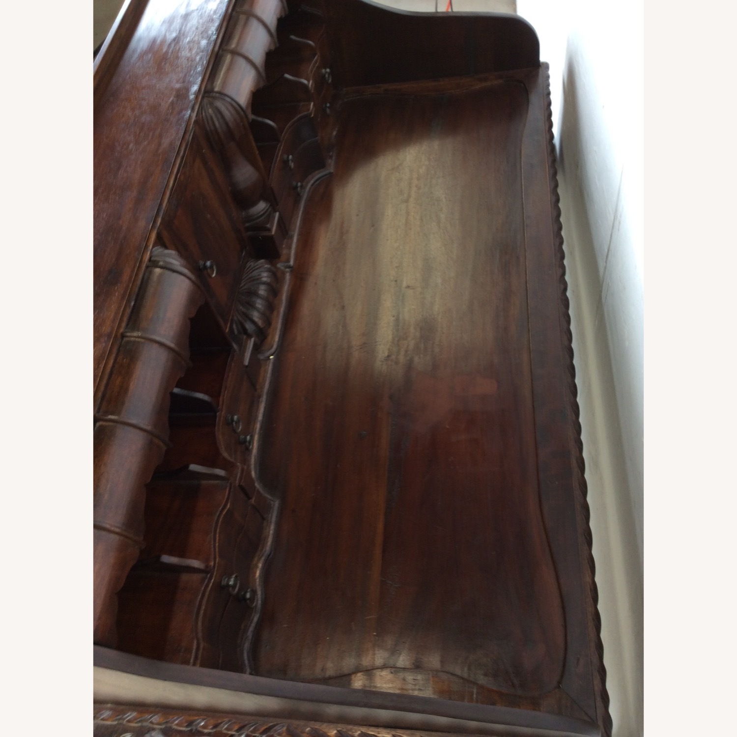 Vintage Walnut Chippendale Style Writing Desk - image-24