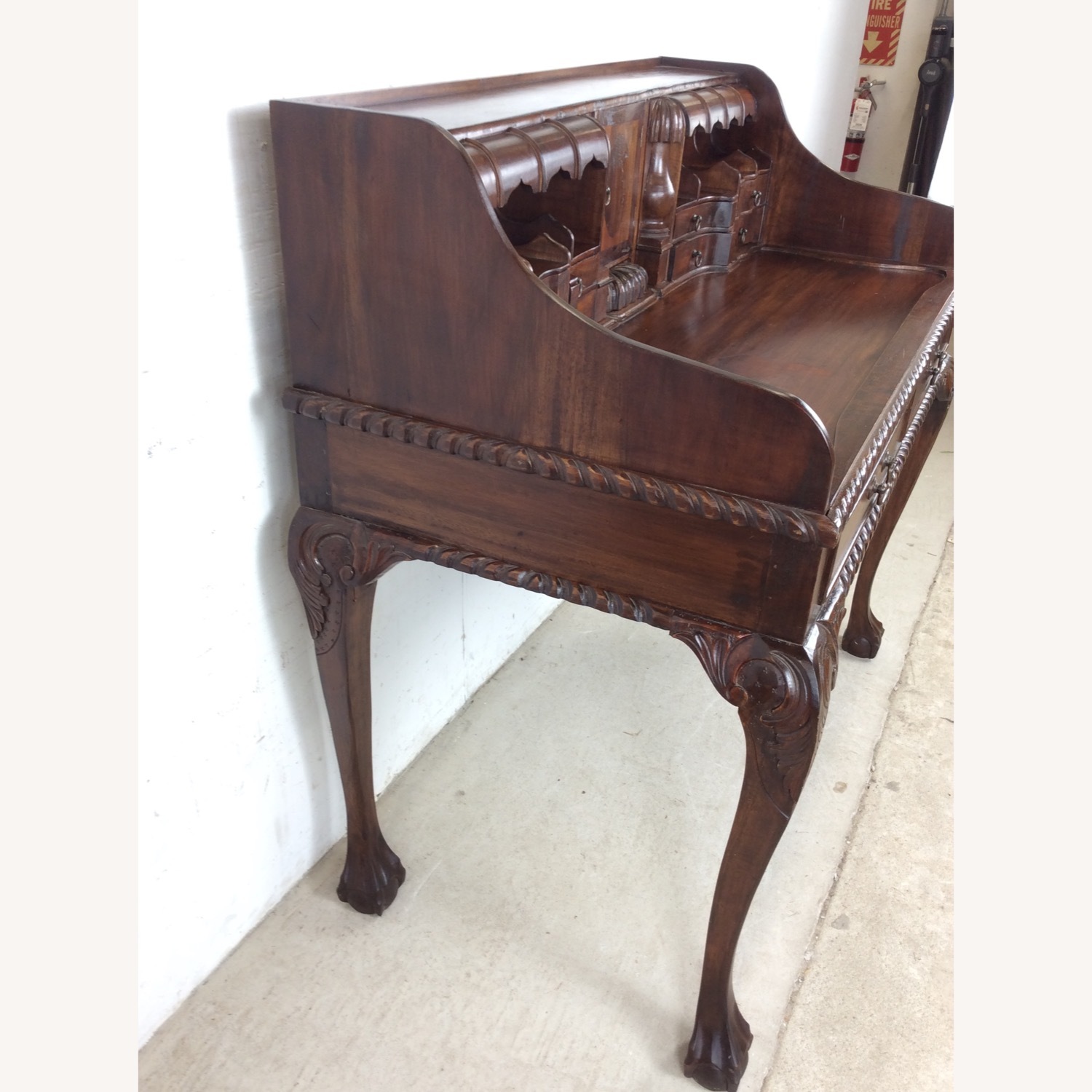Vintage Walnut Chippendale Style Writing Desk - image-16