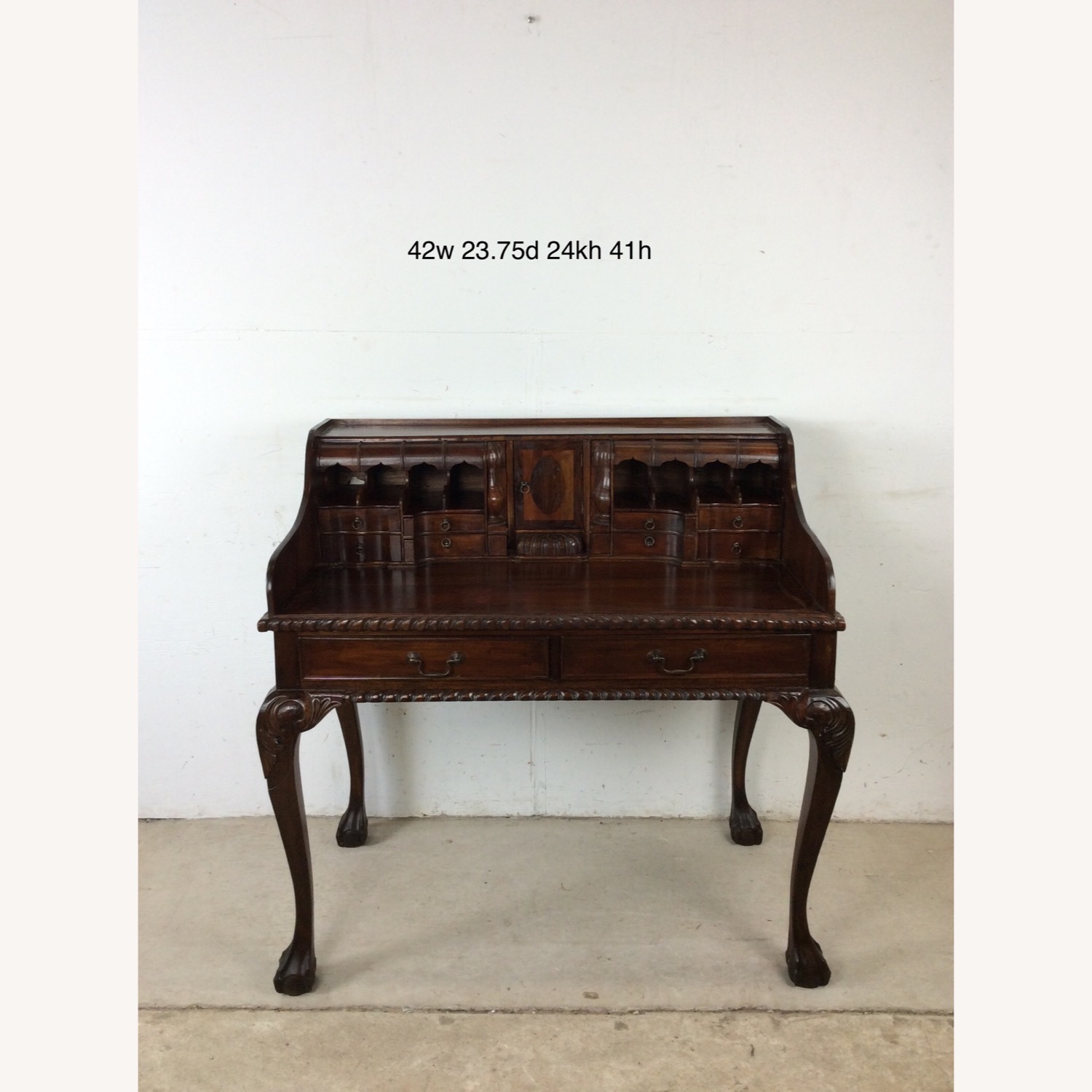 Vintage Walnut Chippendale Style Writing Desk - image-1