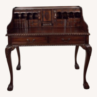 Vintage Walnut Chippendale Style Writing Desk