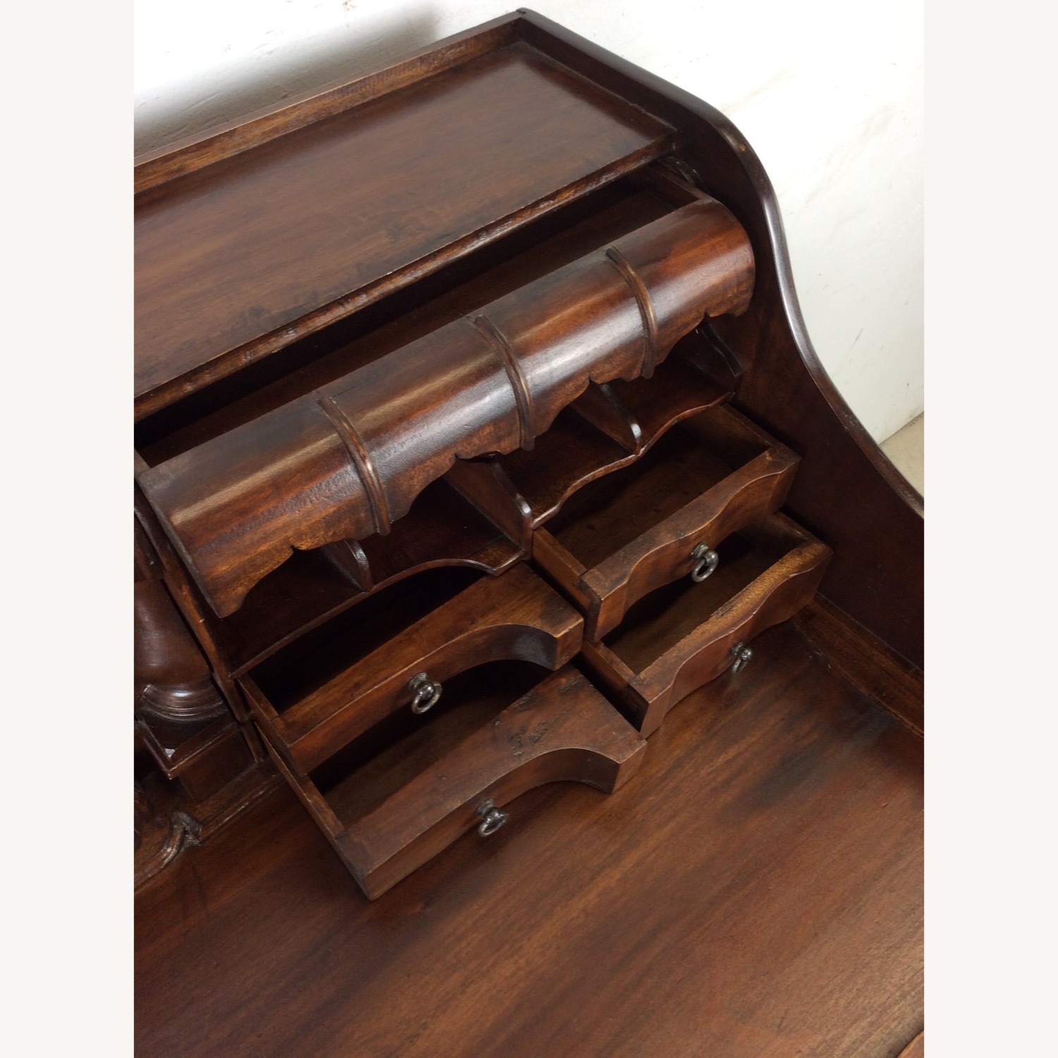 Vintage Walnut Chippendale Style Writing Desk - image-5