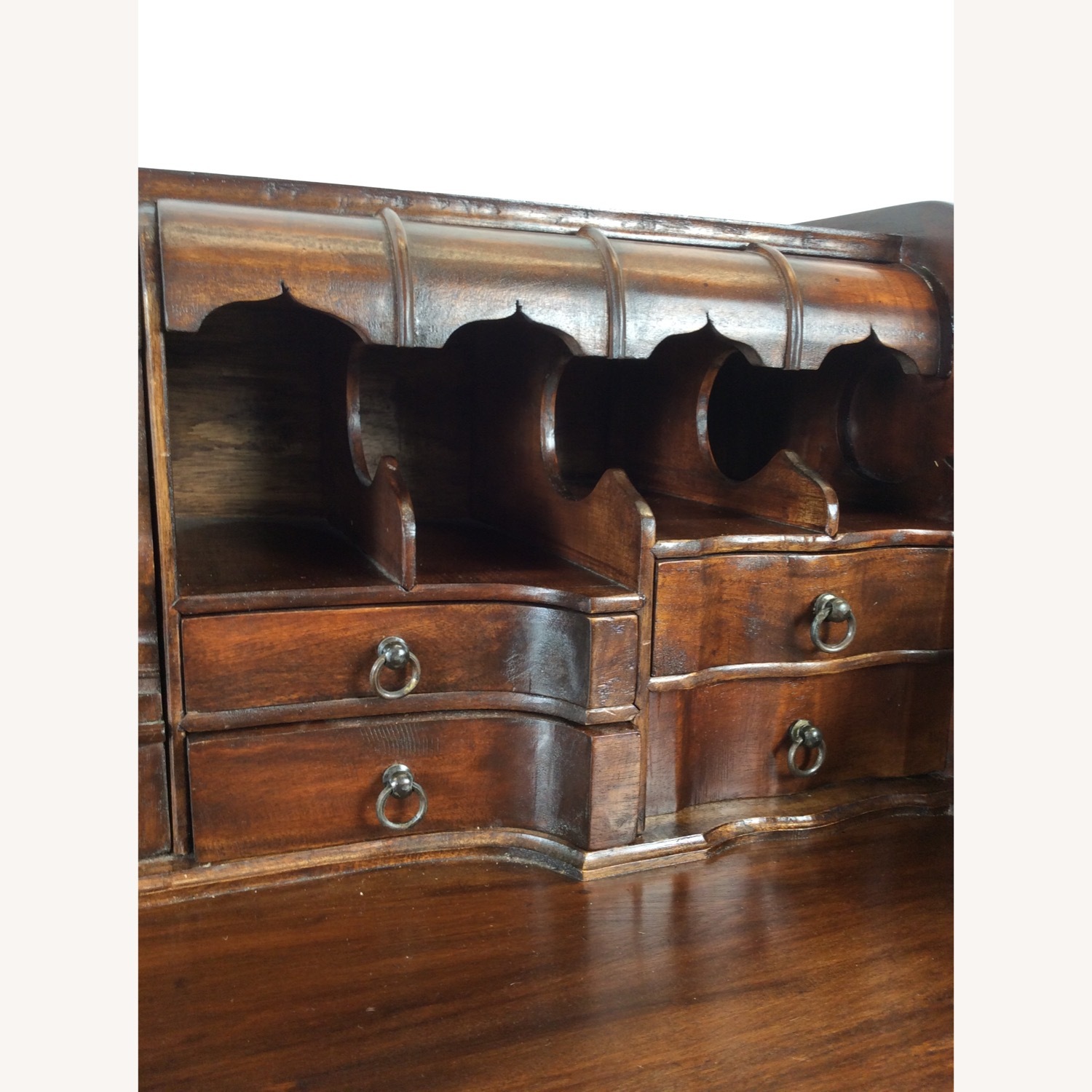 Vintage Walnut Chippendale Style Writing Desk - image-6