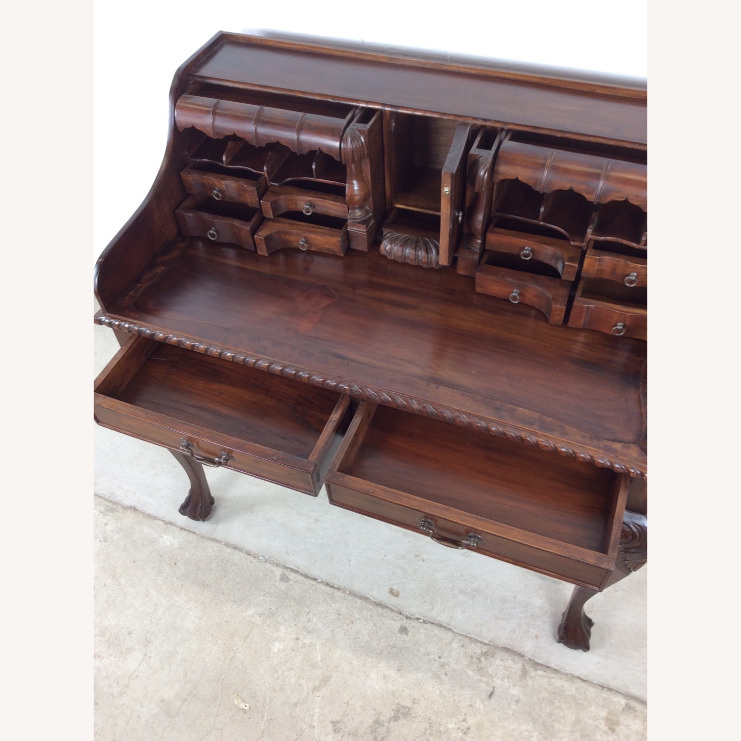 Vintage Walnut Chippendale Style Writing Desk - image-20