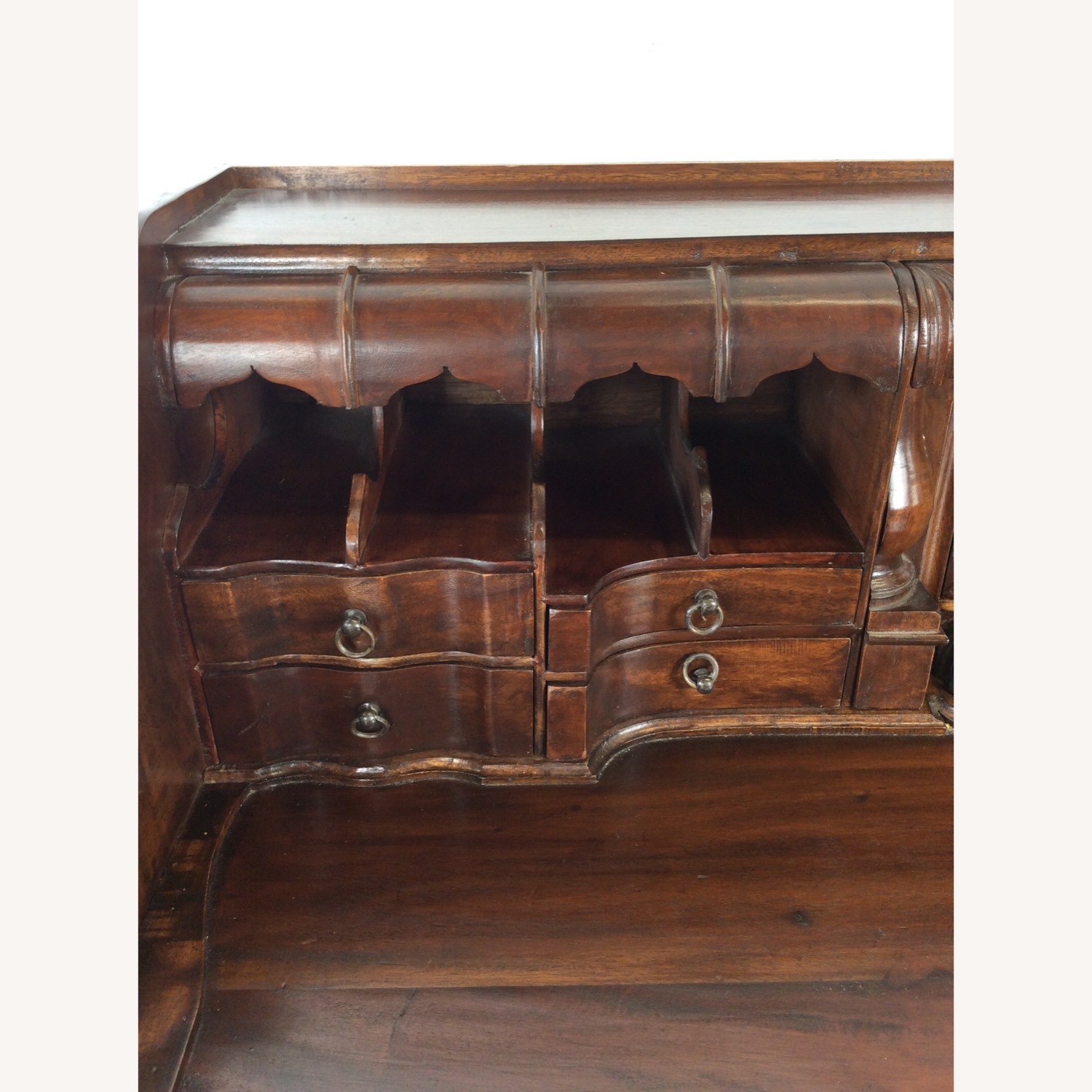 Vintage Walnut Chippendale Style Writing Desk - image-10