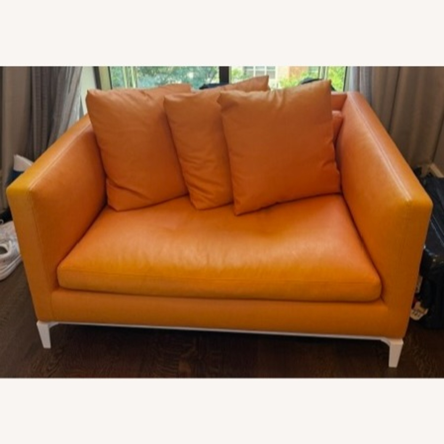 Minotti Orange Leather Andersen Lovechair - image-2