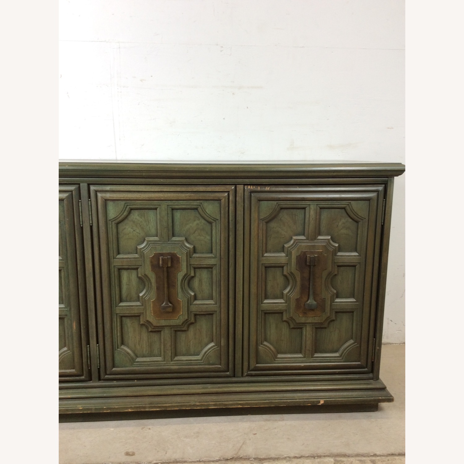 Mid Century Jade Credenza with Brass Hardware - image-10