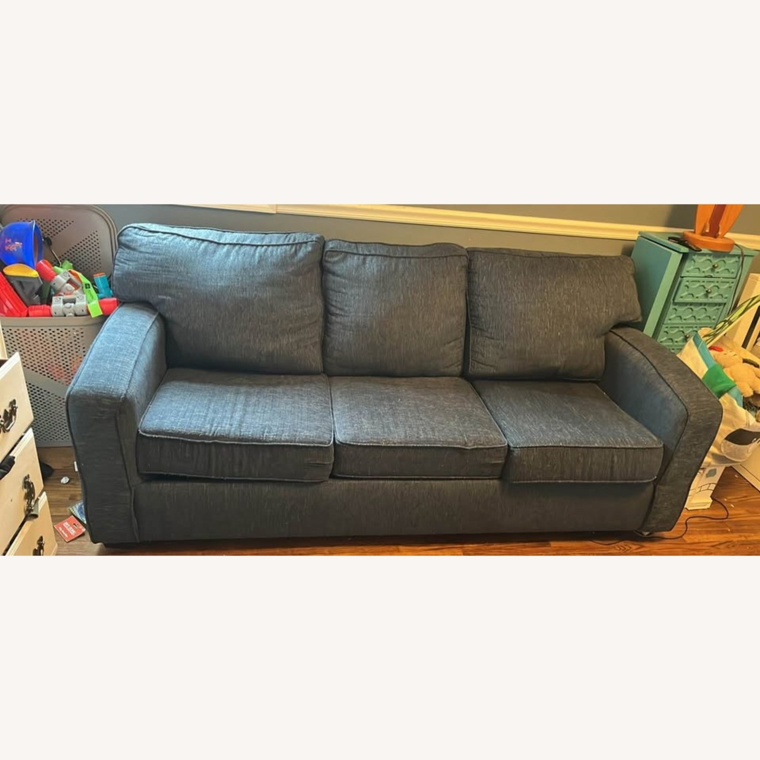 Blue Fabric Sleeper Sofa - image-3