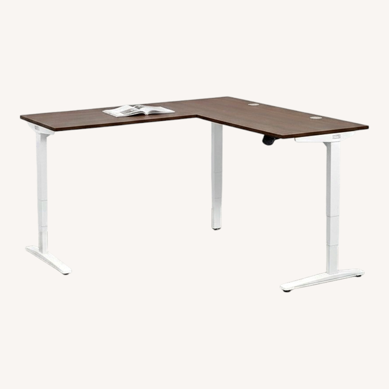 L-shaped Uplift Desk Bamboo Desktop - image-0