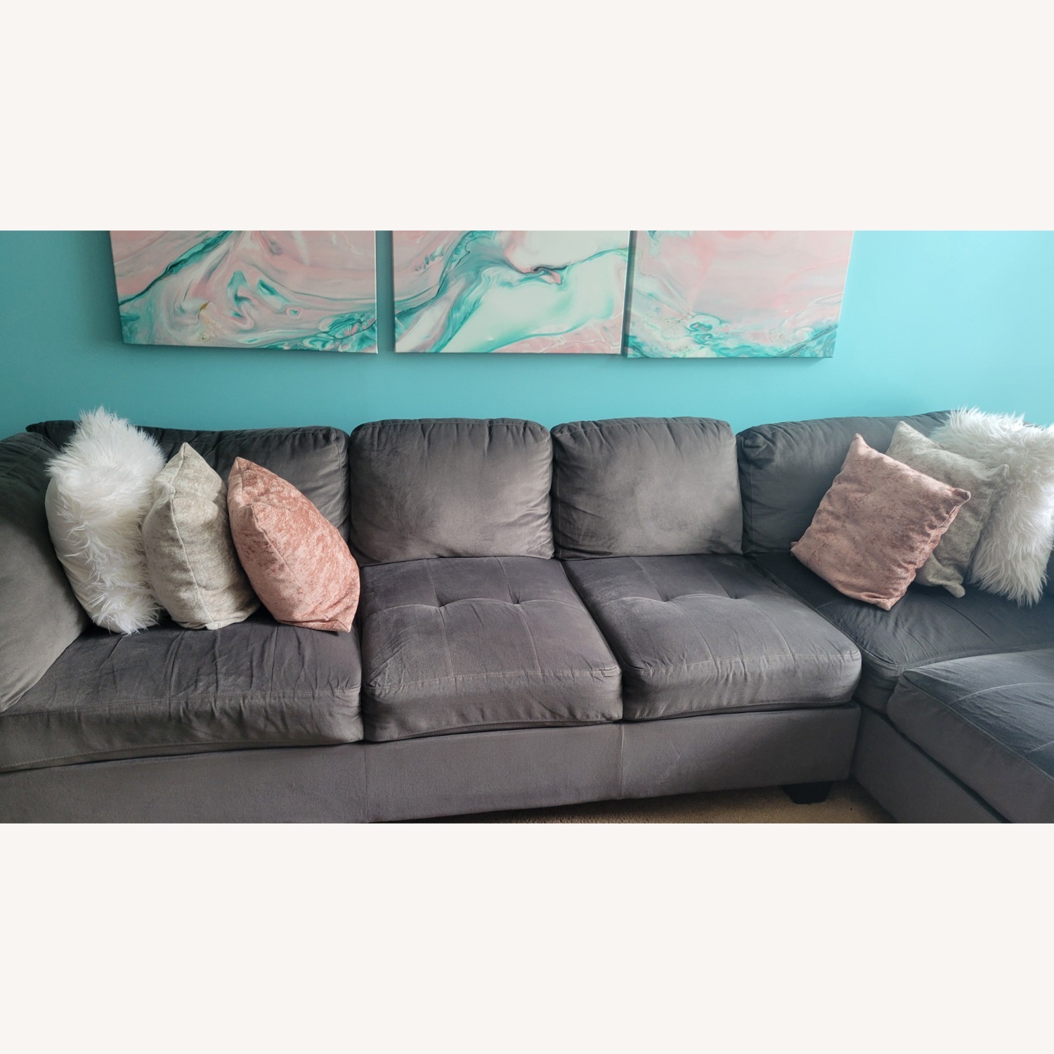 Mackenzie Gray Sectional With Pillows - image-4