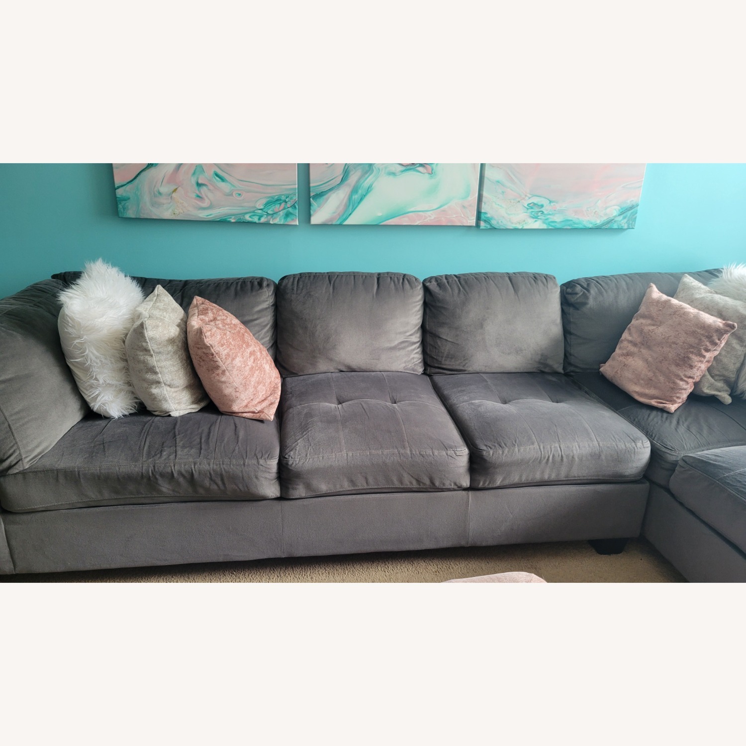 Mackenzie Gray Sectional With Pillows - image-1