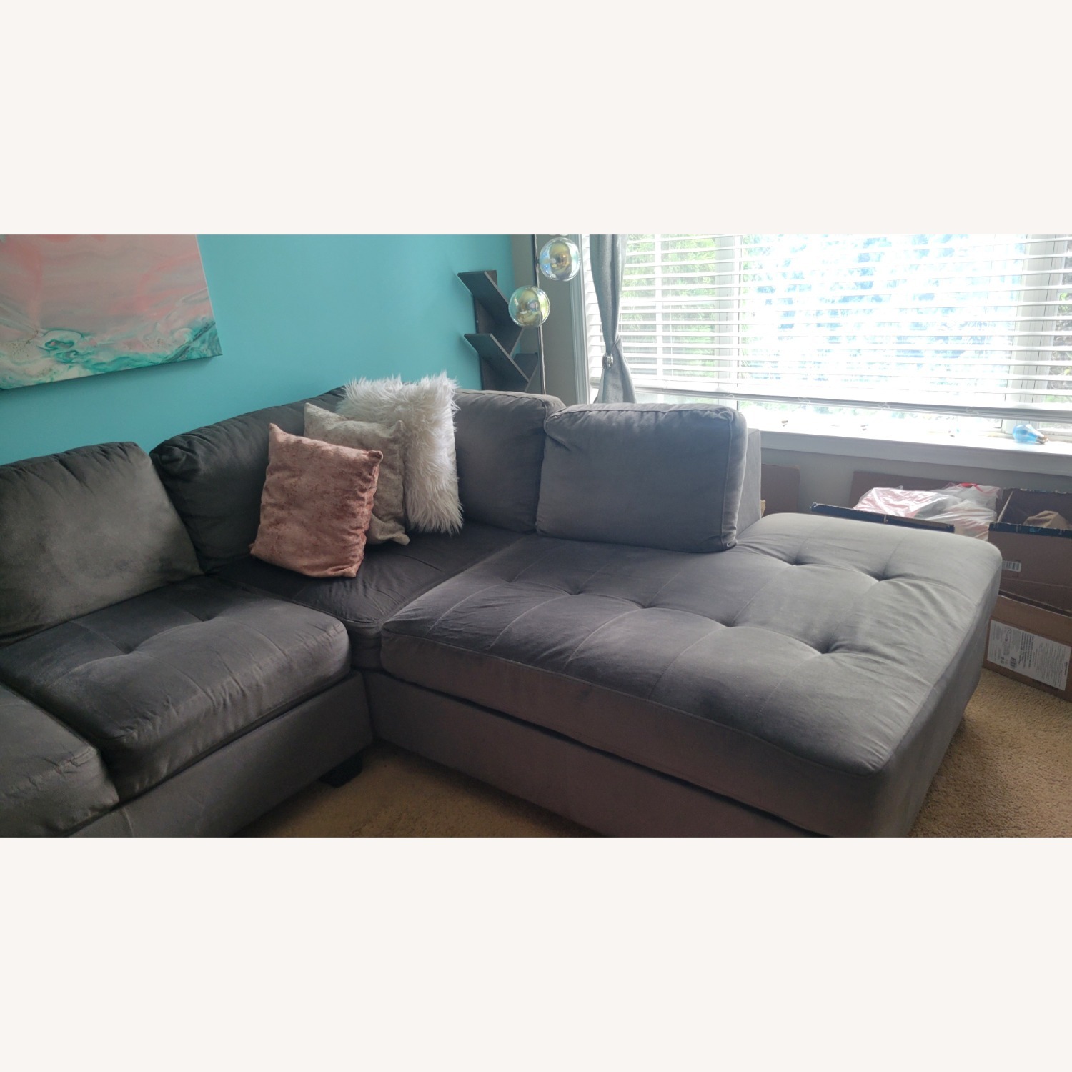 Mackenzie Gray Sectional With Pillows - image-2