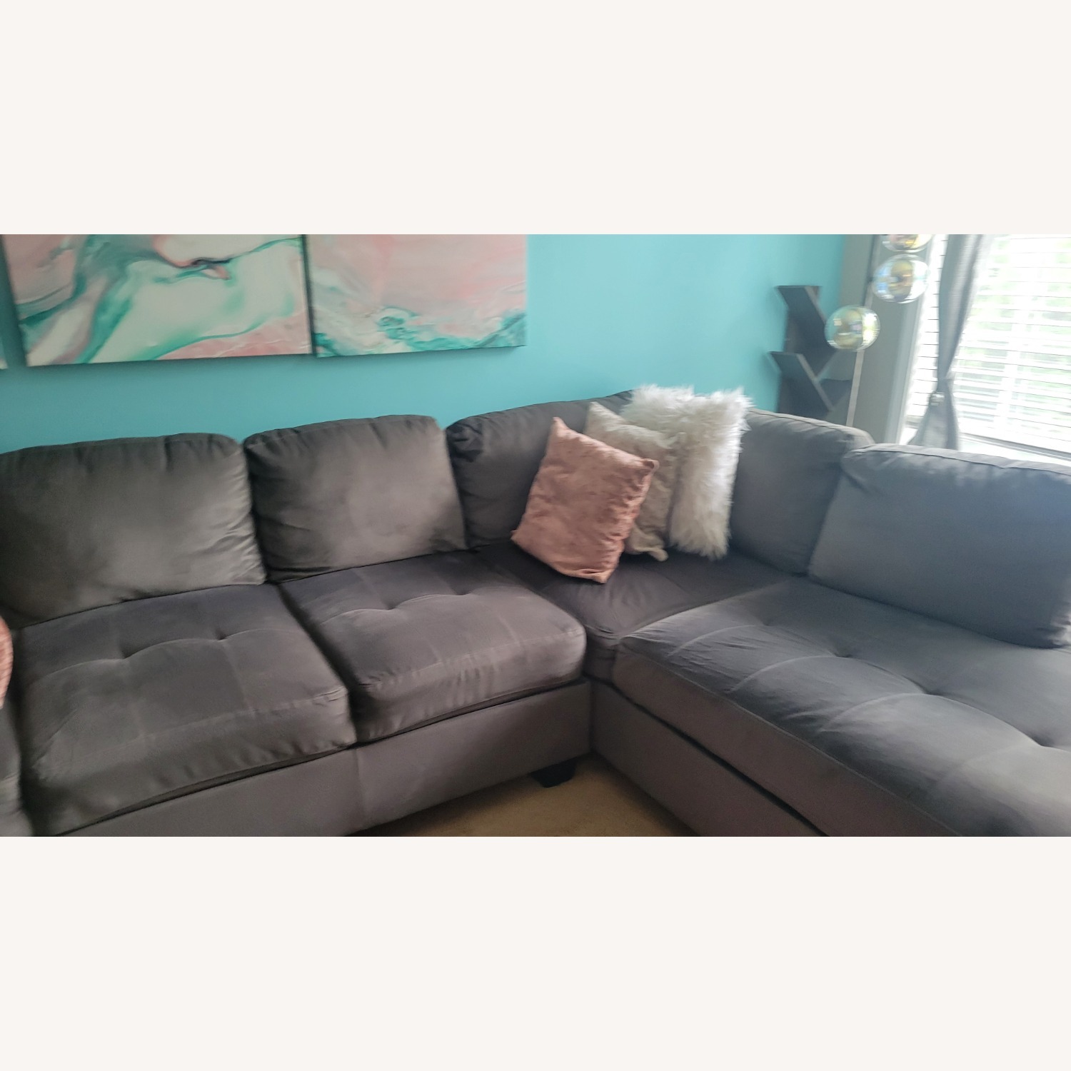 Mackenzie Gray Sectional With Pillows - image-7