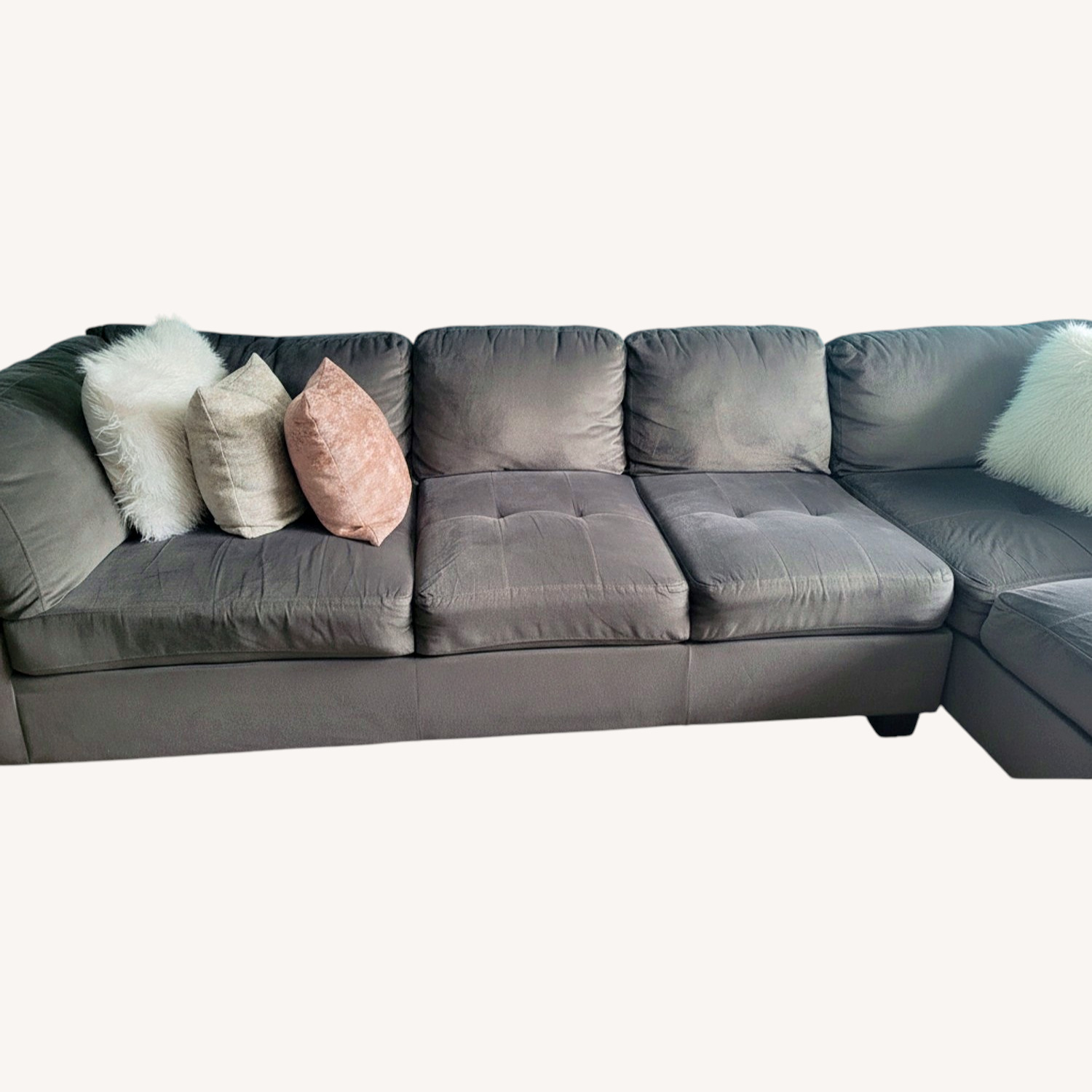 Mackenzie Gray Sectional With Pillows - image-0