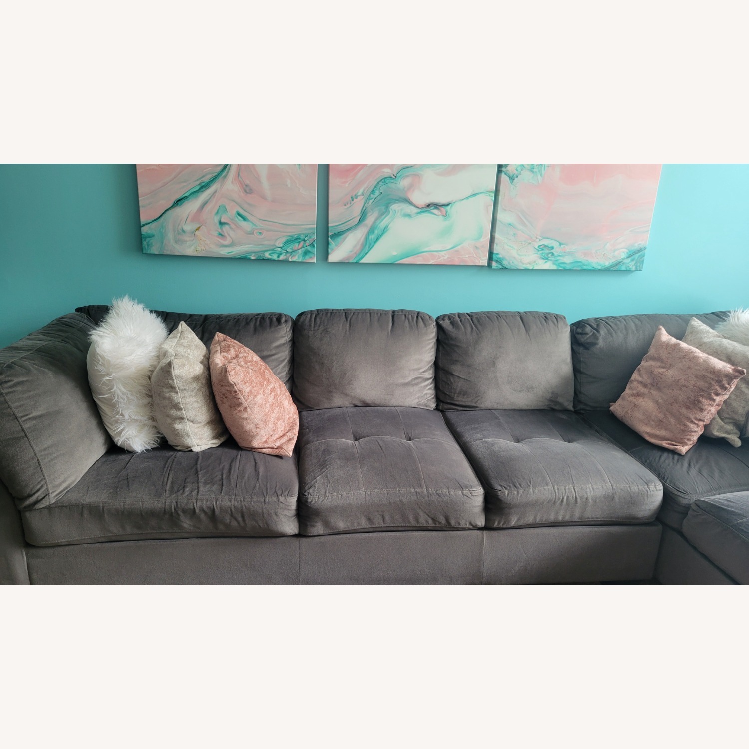 Mackenzie Gray Sectional With Pillows - image-3