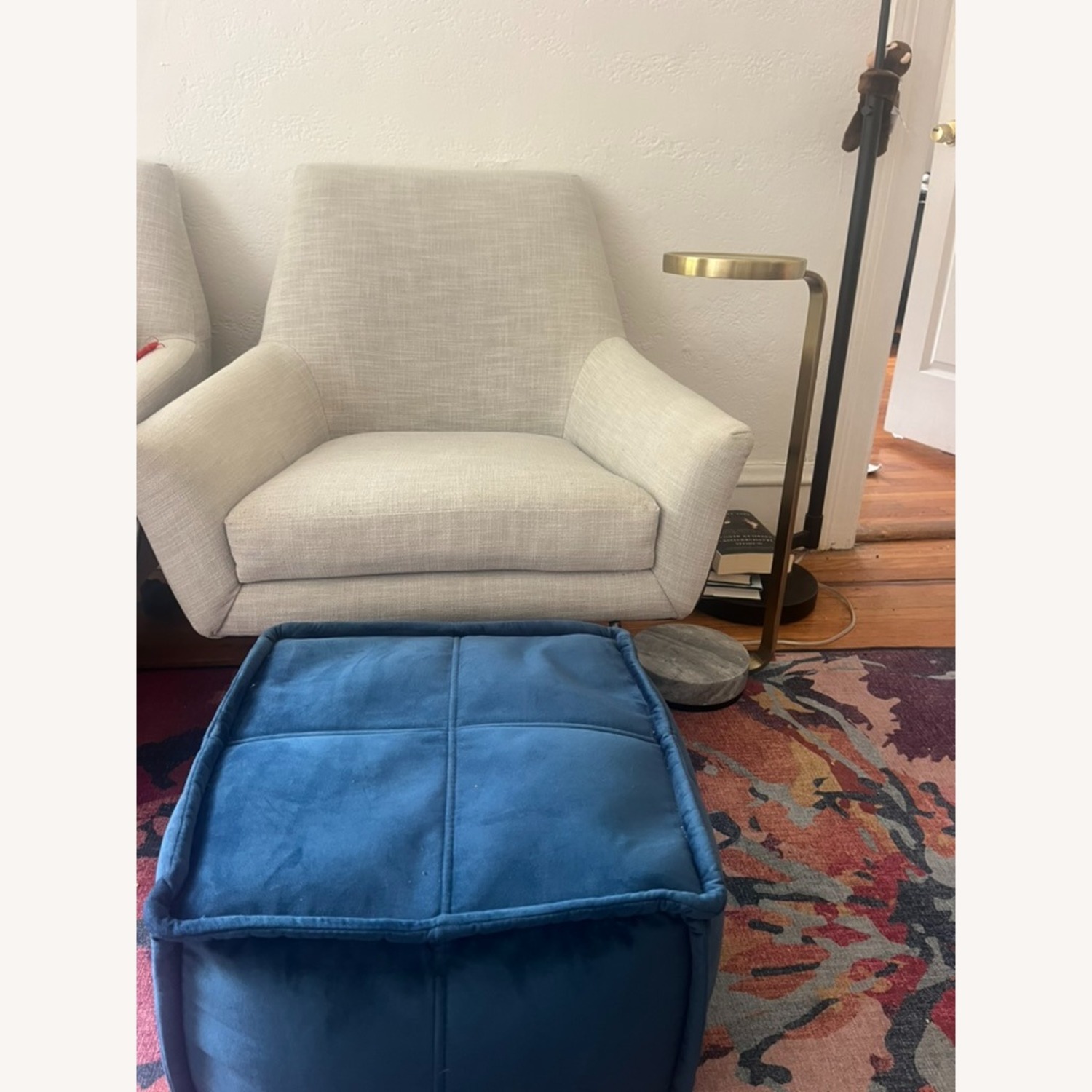 West Elm Lucas Light Gray Linen Armchair - image-3