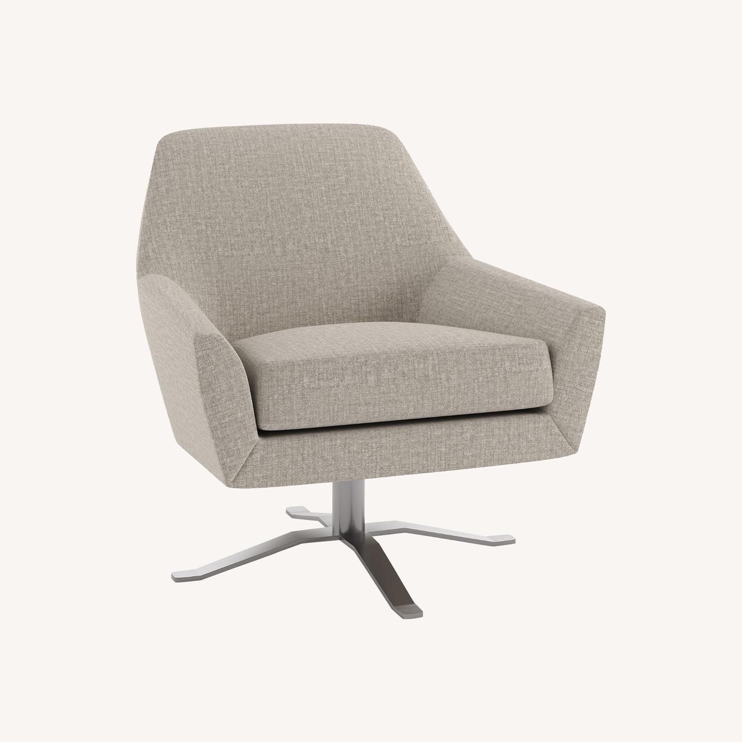 West Elm Lucas Light Gray Linen Armchair - image-4