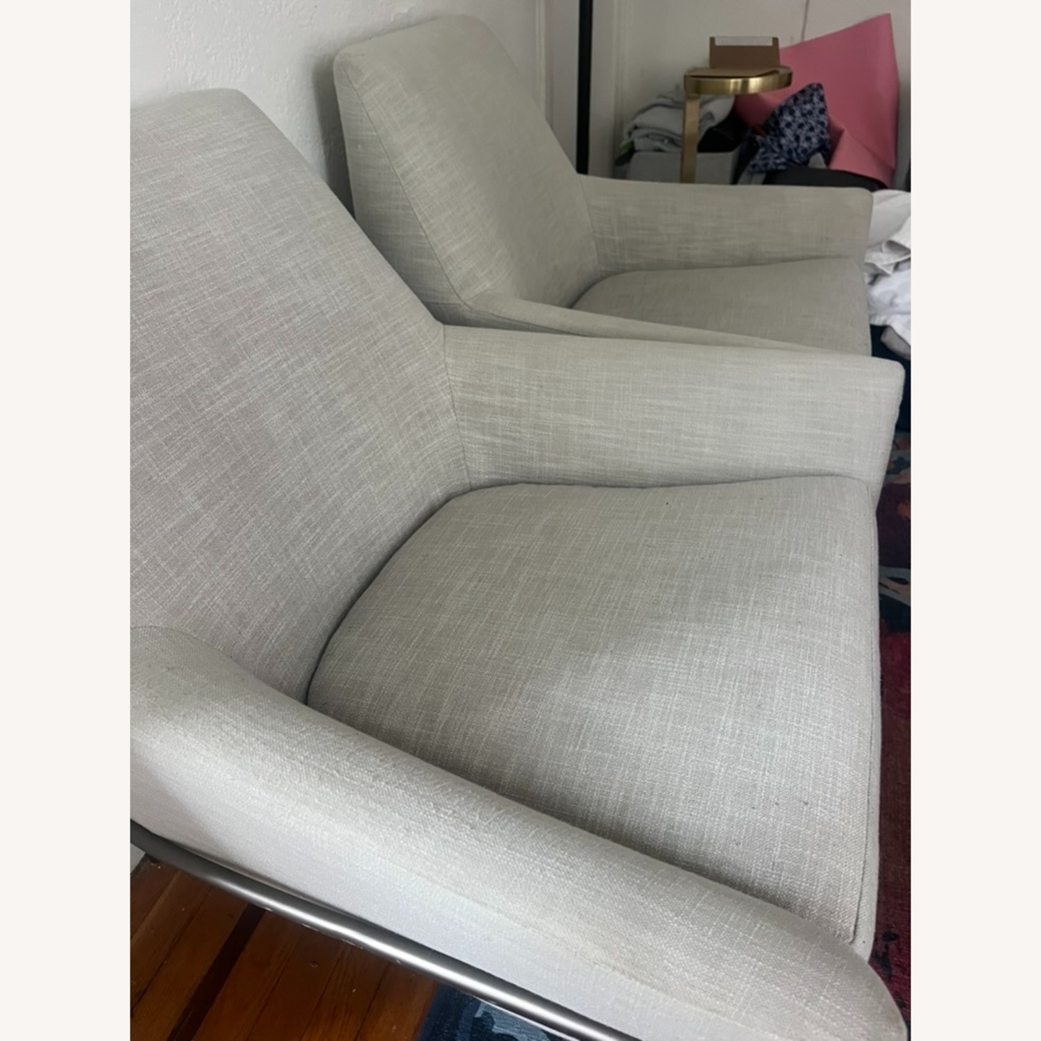 West Elm Lucas Light Gray Linen Armchair - image-2