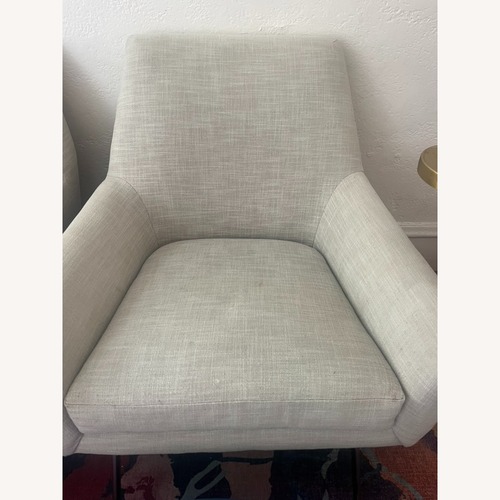 Used West Elm Lucas Light Gray Linen Armchair for sale on AptDeco