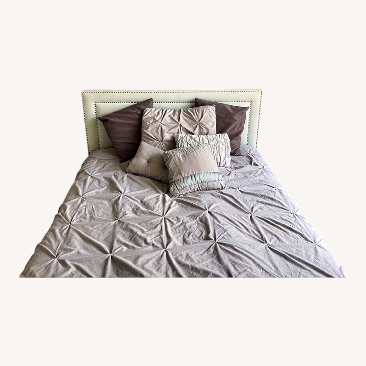 Crate & Barrel Turquoise Queen Bed With Headboard - image-0