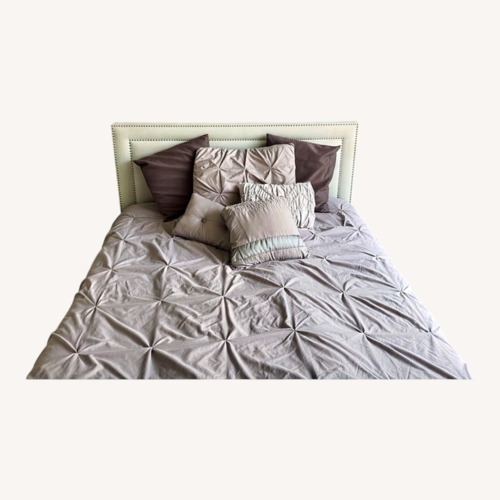 Used Crate & Barrel Turquoise Queen Bed With Headboard for sale on AptDeco